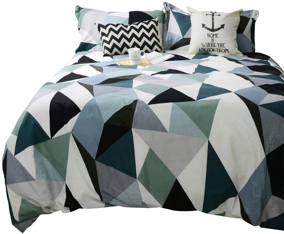 Price:$29.99 Triangle Striped Duvet Cover Set Full 3PC Geometric Modern Pattern Bedding Set Reversible Diamond Quilt Cover Brushed Microfiber Duvet Comforter Cover Set Dark Green Bedding Collections : Home & Kitchen
