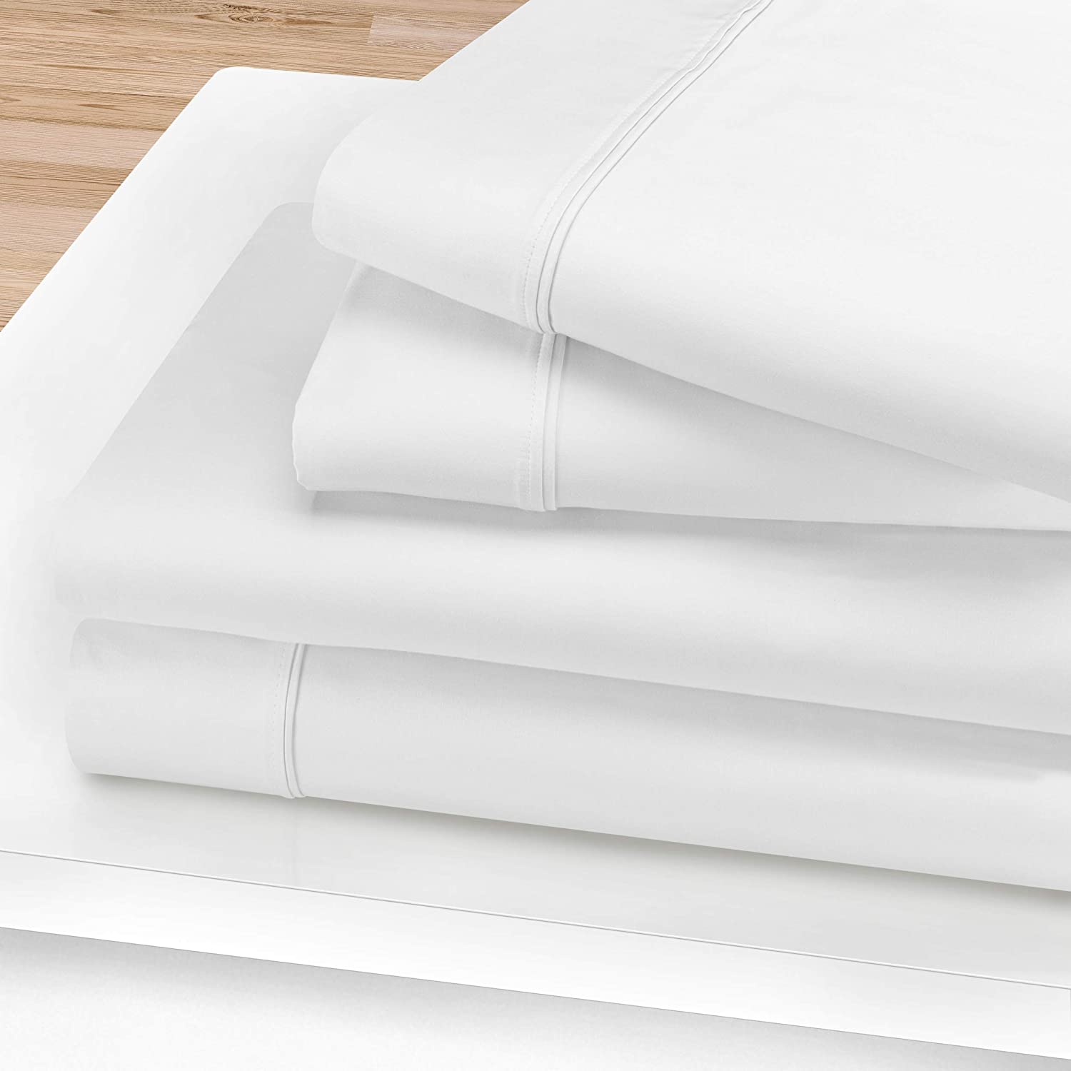 Price:$165.99 Egyptian Cotton 1200-Trad Count Solid Deep Pocket Sheet Set, Queen, White, 4-Pieces : Home & Kitchen