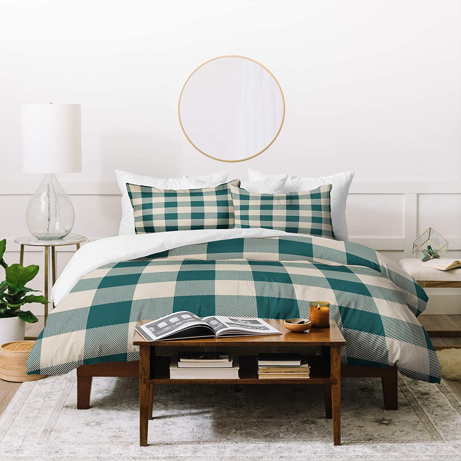 Price:$198.54 Designs Zoe Wodarz Cozy Woods Plaid Duvet Set with Two Pillow Shams, Queen/Full, Green : Everything Else