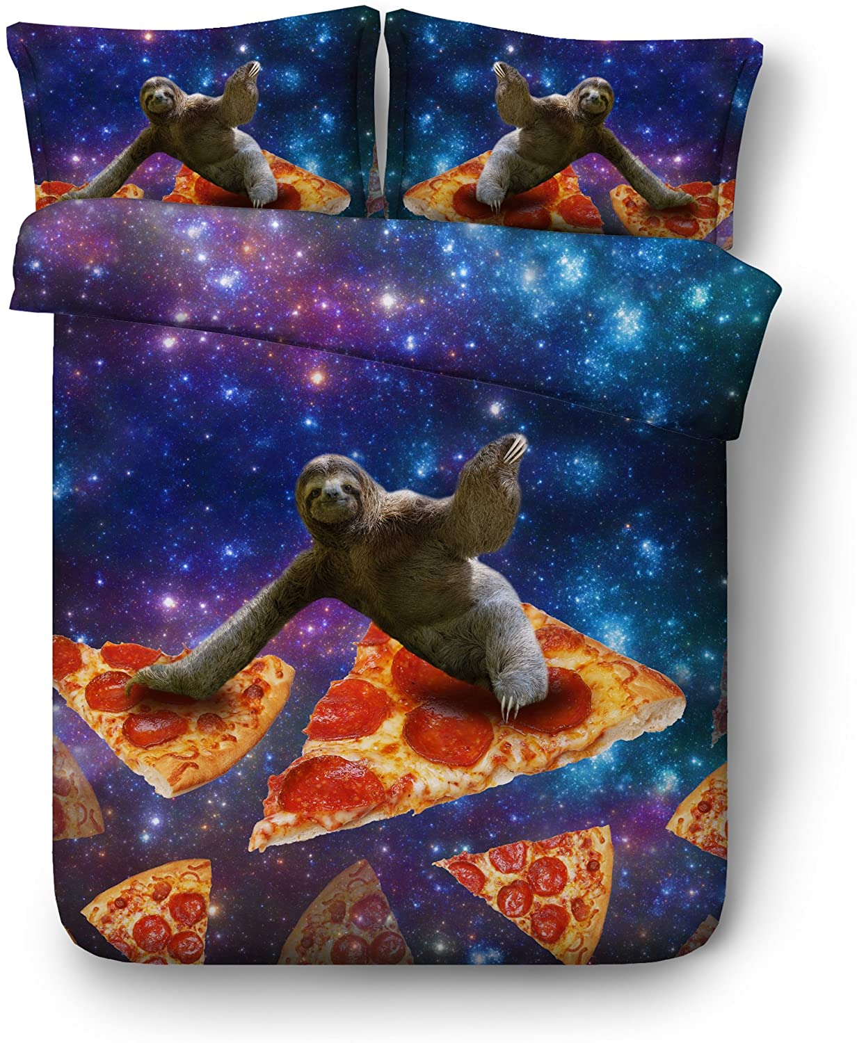 Price:$56.99 Linen Source 3PCS 3D Blue Pizza Space Sloth Bedding Twin/Full/Queen/King/Super King Size Bed Set (JF531, Queen) : Home & Kitchen