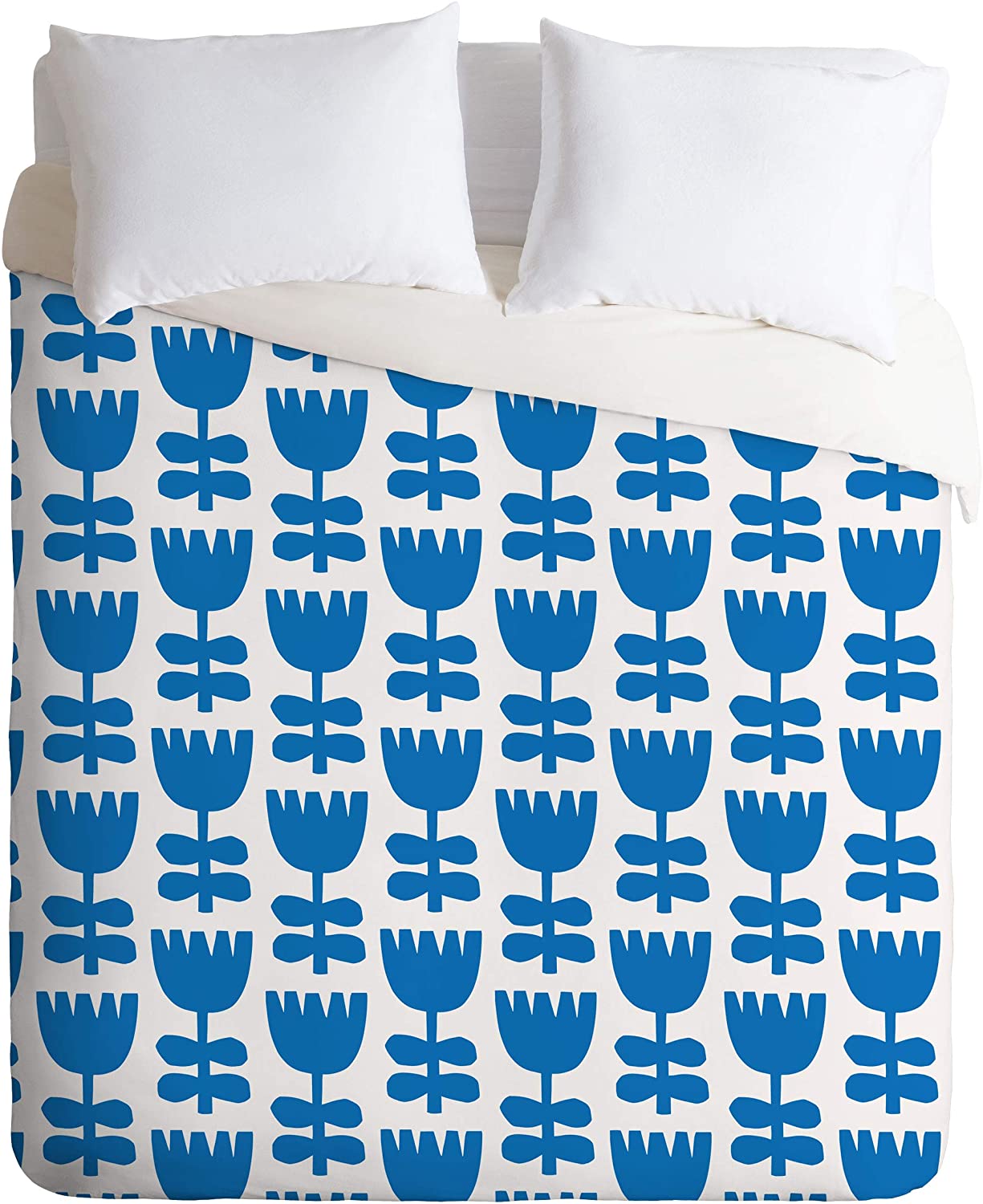 Price:$149.00 72737-dvwseq Beshka Kueser Scandi Floral Blue Duvet Set with Pillowcase(s), Queen/Full, Blue : Home & Kitchen