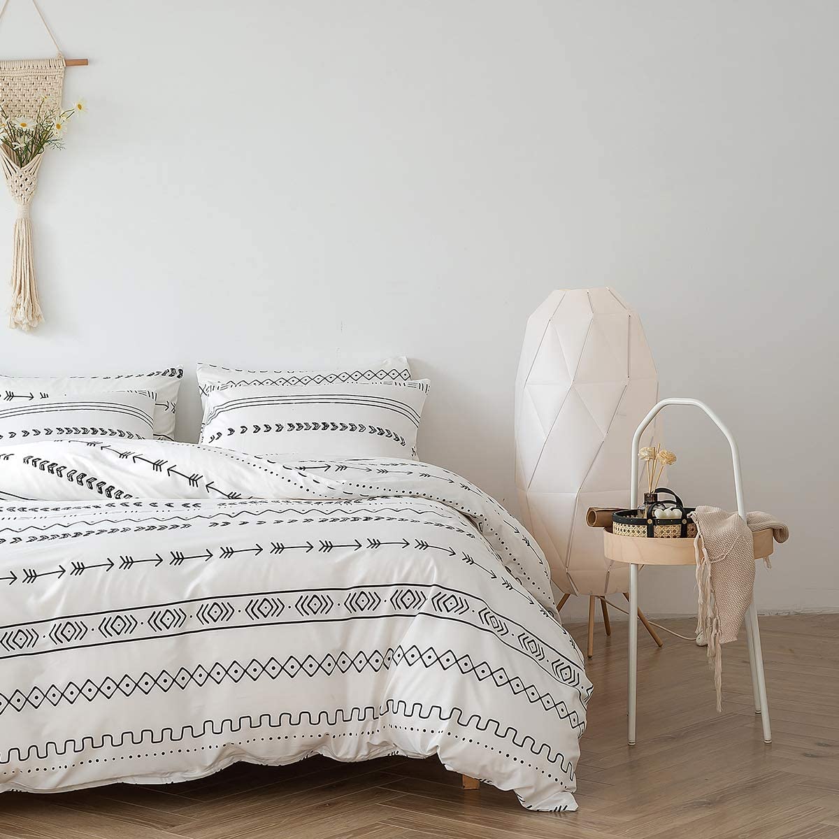 Price:$44.99 Duvet Cover Queen Size Set,Black Stripe Geometric Printed on White Duvet Cover with Zipper Closure,Polyester Soft Breathable Wrinkle Resistant Lightweight and Durable Set 3 Piece : Everything Else