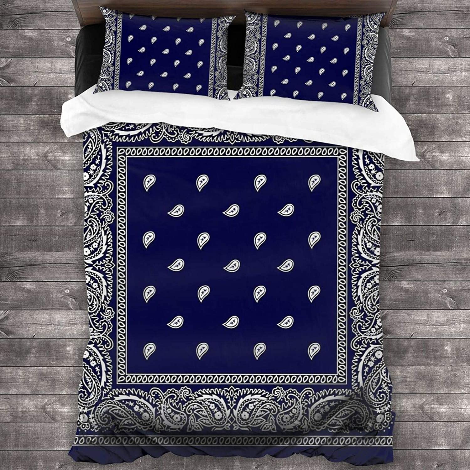 Price:$45.99 Bandana Blue Boutique 3 Piece Bed Sheet Set All-Season Microfiber 1800, Super Soft, Comfortable and Luxurious 86x70inch Queen : Home & Kitchen