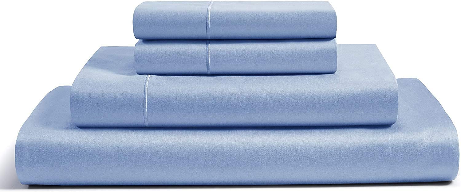 Price:$82.25 HOME COLLECTION 100% Egyptian Cotton Sheets King Size, 800 Thread Count French Blue 4 Piece Sheet Set, Solid Sateen Weave, 16" Deep Pocket (Fits Upto 18" Mattress), Cotton Bedsheet Set : Home & Kitchen