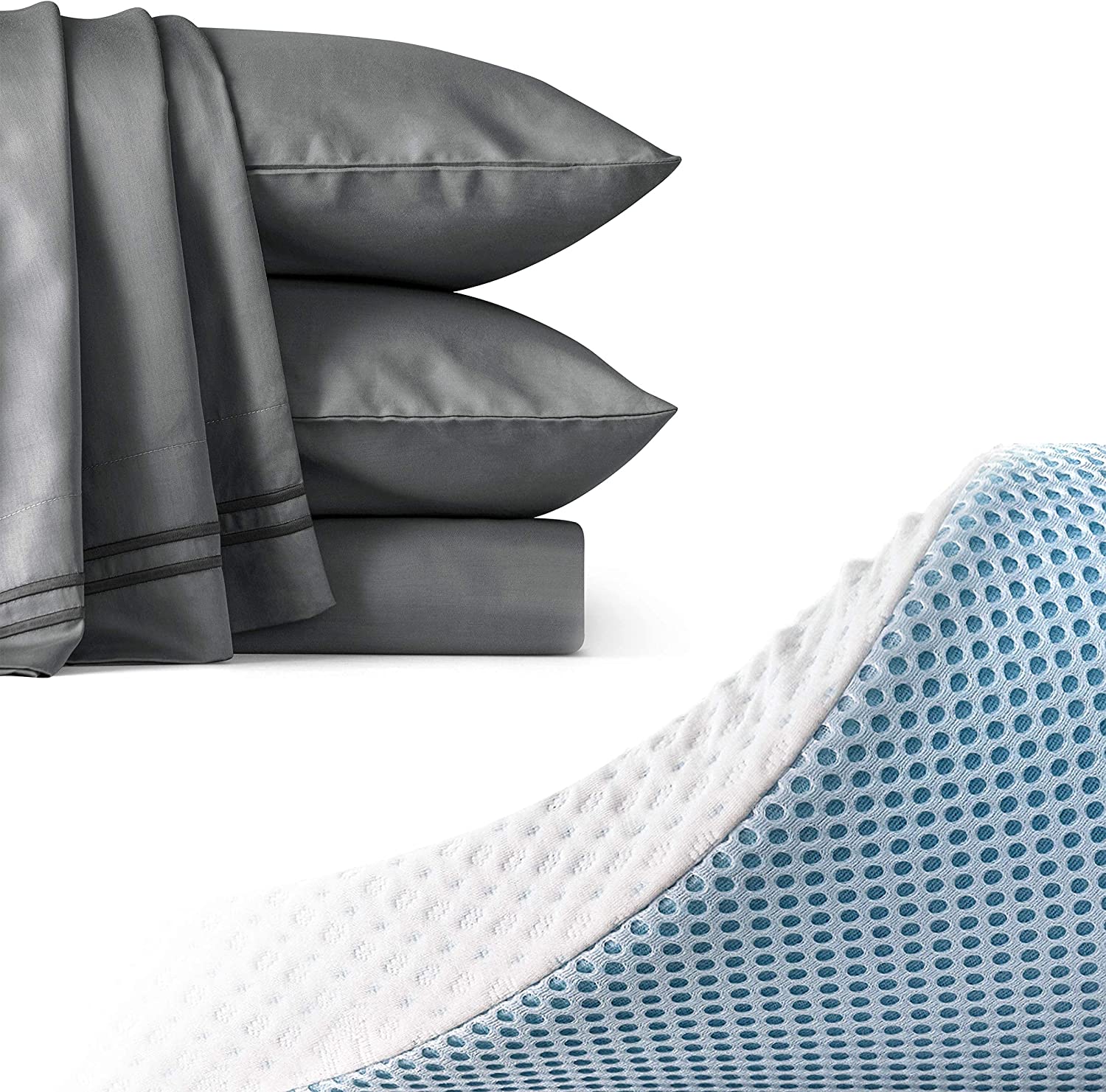 Price:$209.99 2-inch Mattress Topper and 3-Piece Duvet Cover Set (Gray, California King) : Home & Kitchen