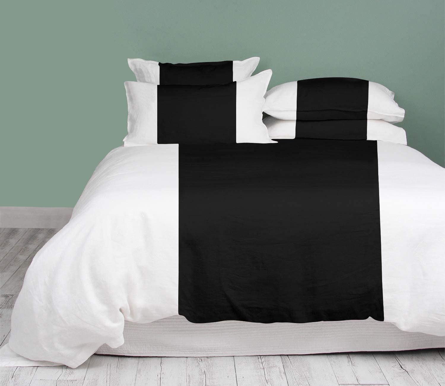 Price:$100.00 Kotton Contrast Colorbar 5 Piece Duvet Cover Set 100% Egyptian Cotton 1000 Thread Count with Zipper Closure & Corner Ties (1 Duvet Cover 4 Pillow Shams) (Twin/Twin-XL, Black) : Home & Kitchen