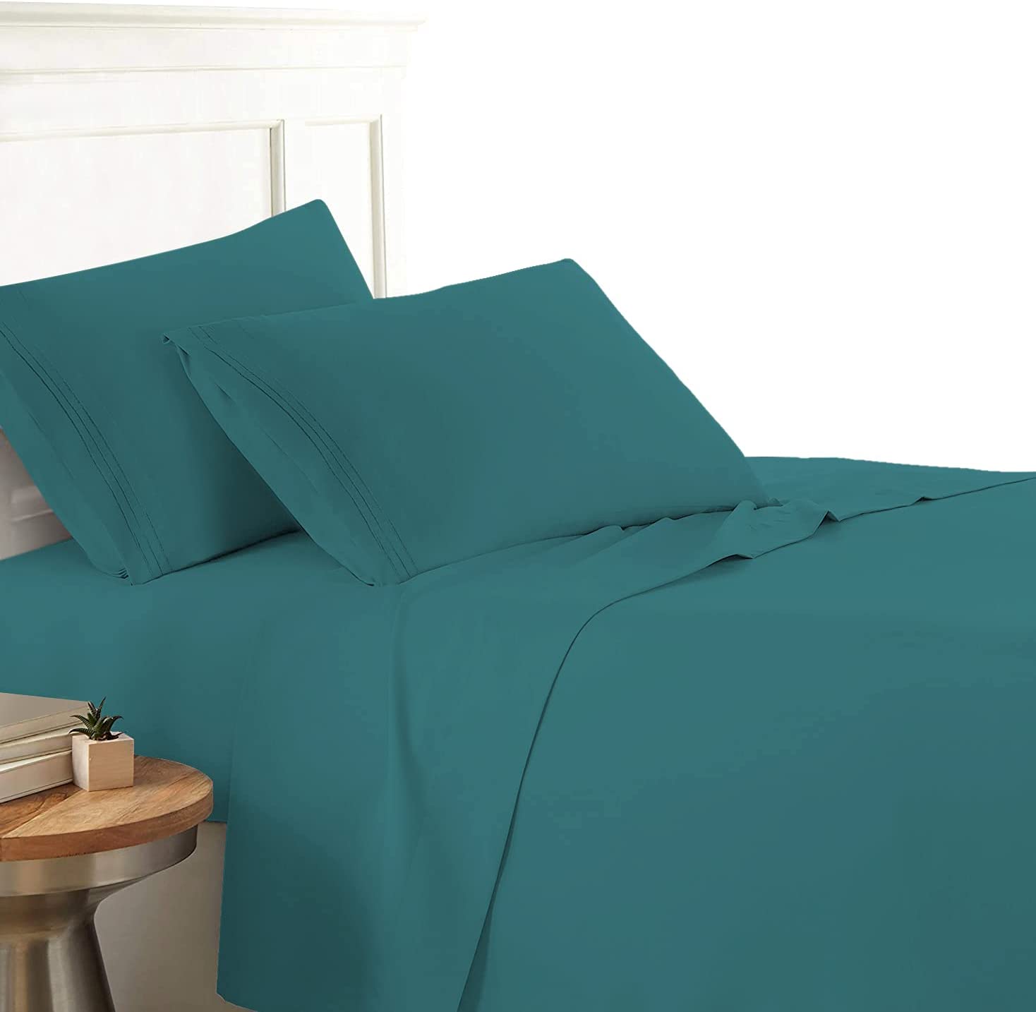 Price:$21.99 Twin Bed Sheets Set - Twin Sheets Brushed Microfiber 1800 Thread Count Bedding - Wrinkle, Stain, Fade Resistant - Deep Pocket Twin Sheet Set - 4 PC (Twin, Plain Teal) : Home & Kitchen