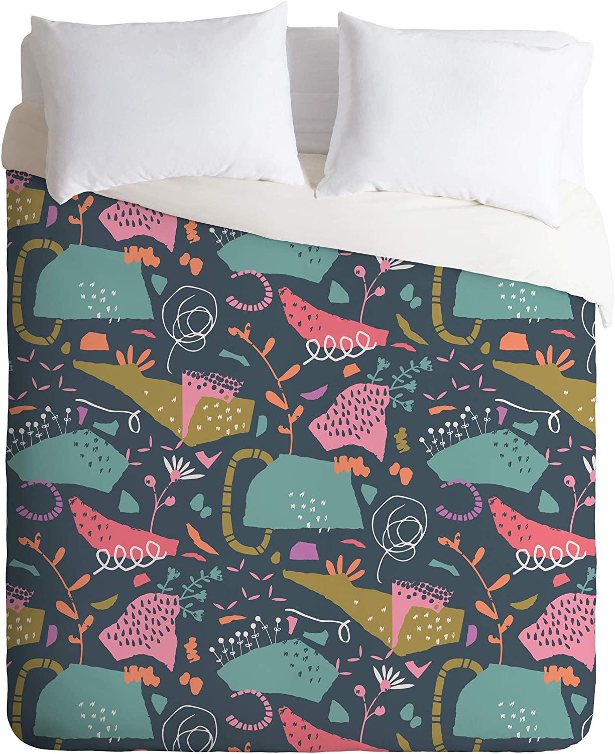 Price:$179.00 66019-dvqsek Studio Maluda Abstract Pieces Duvet Set with Pillowcase(s), King, Blue : Home & Kitchen