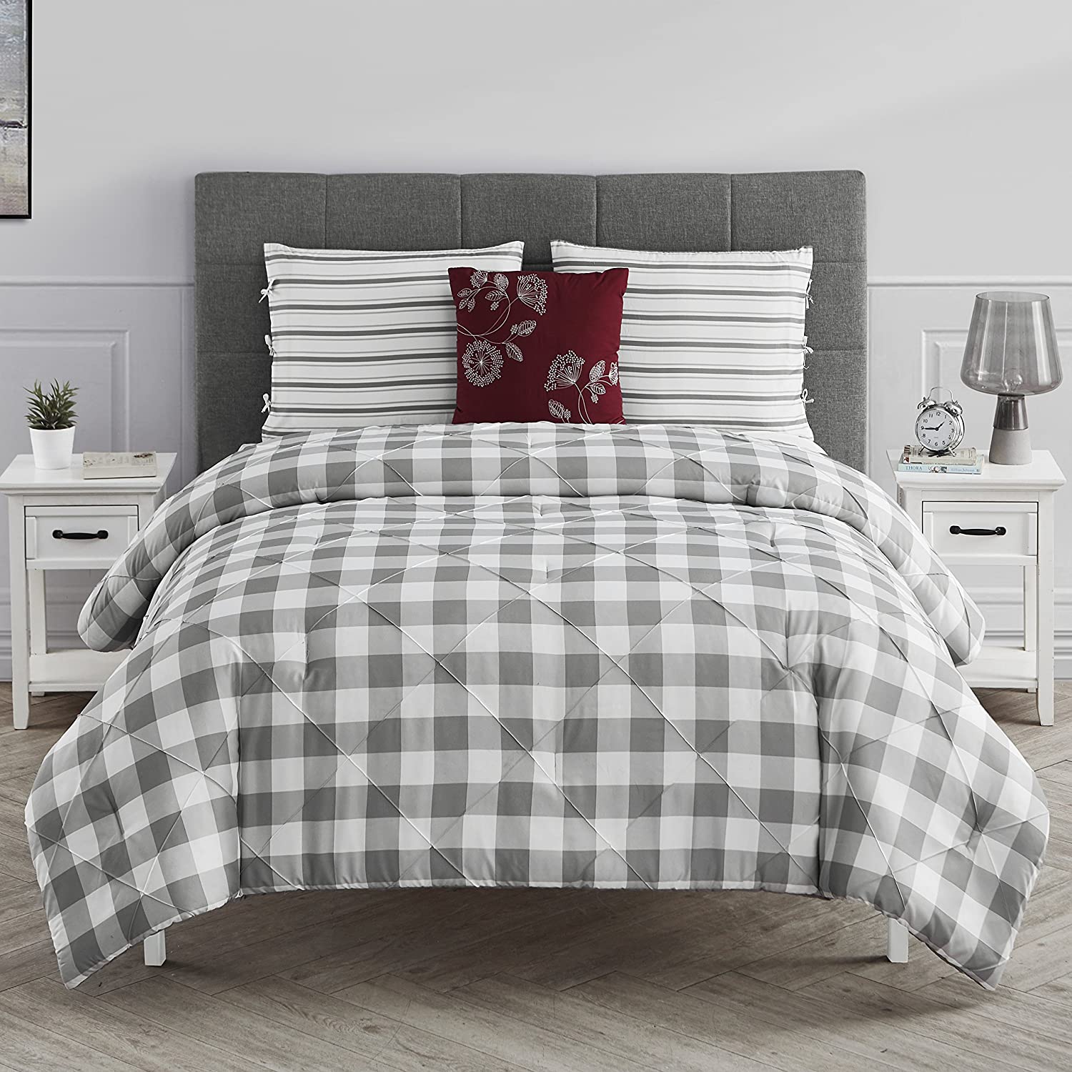 Price:$49.99 Collection Hallie Duvet Set, Twin/X-Large, Grey : Home & Kitchen