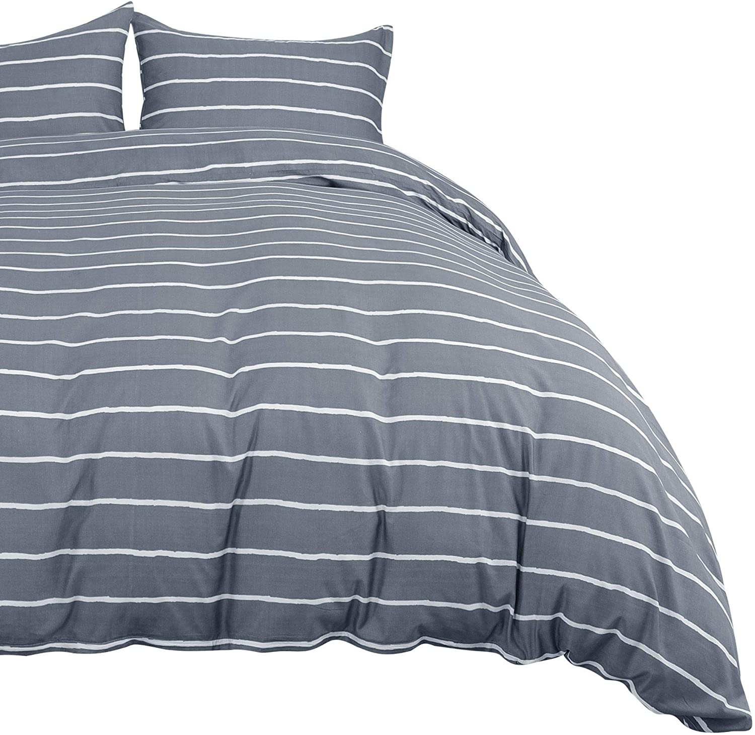Price:$29.99 Striped Duvet Cover Sets, Brushed Microfiber Soft Comforter Cover Bedding Set (No Duvet) with Stripes Pattern Duvet Cover with Zipper Closure and Corner Ties (Full, Gray) : Home & Kitchen