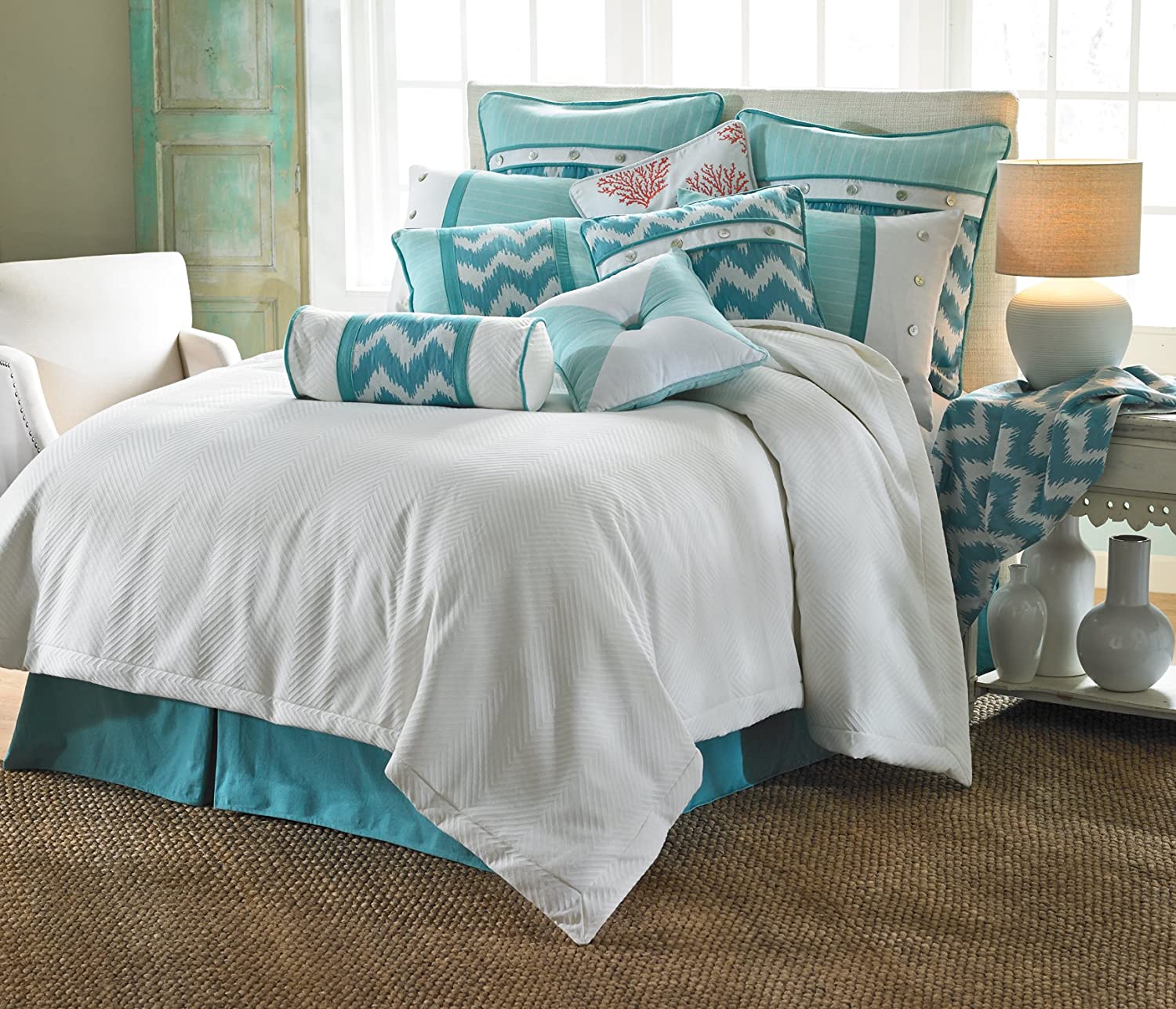 Price:$184.51 Accents Catalina Duvet Set, Super Queen, White : Home & Kitchen