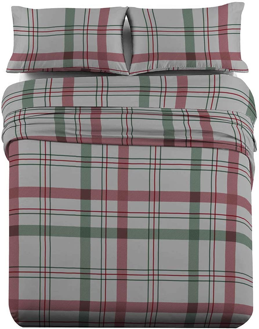 Price:$63.95 Tradition Heavyweight Flannel, 100-Percent Cotton Twin Extra Long XL 3PC Bed Sheets Set, Dessines Plaid Print, 170 GSM : Home & Kitchen
