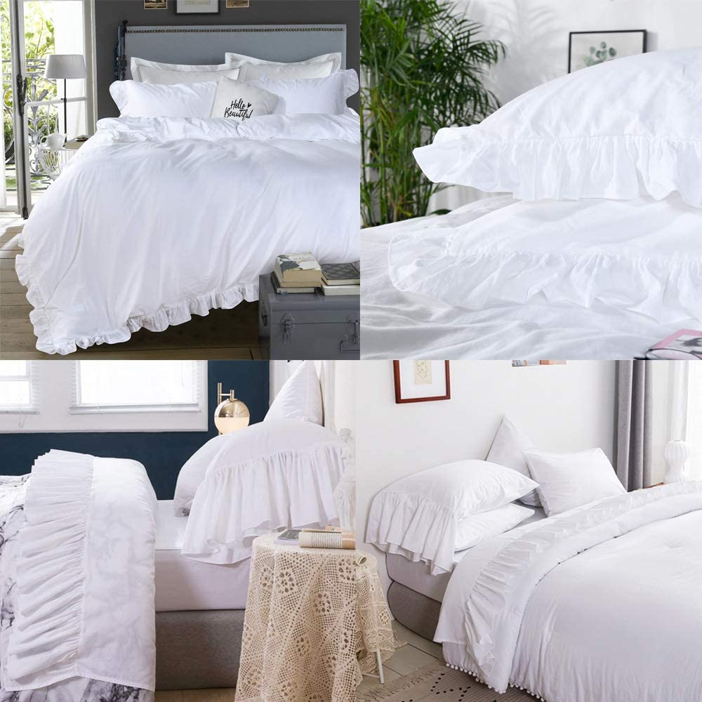 Price:$151.99 House White Duvet Cover and Ruffle White Bed Sheet Set Queen Size Bundle : Home & Kitchen