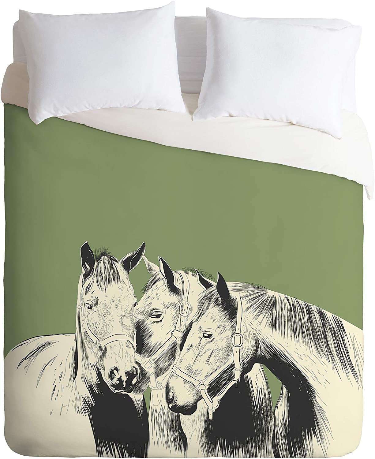 Price:$179.00 62183-dvqsek The Red Wolf Horses Duvet Set with Pillowcase(s), King, Green : Home & Kitchen