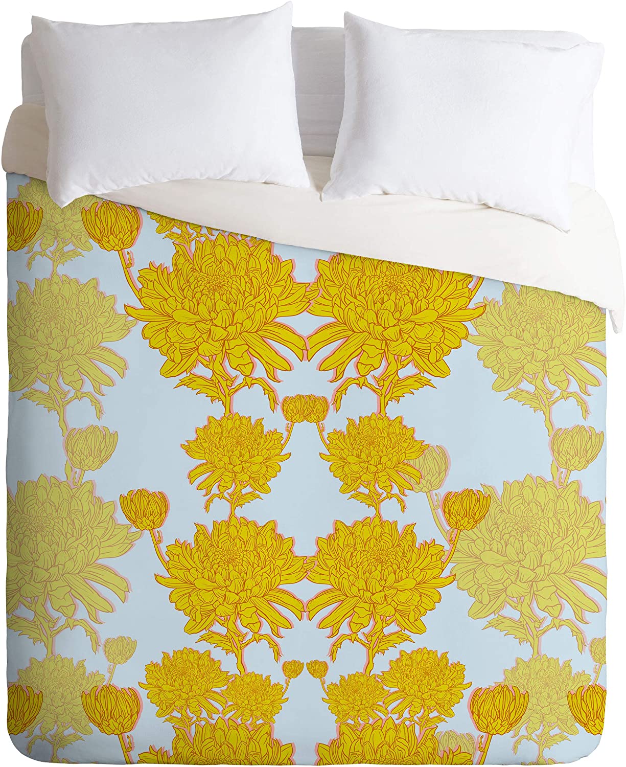 Price:$129.00 72696-dvwset Sewzinski Chrysanthemum in Yellow Duvet Set with Pillowcase(s), Twin/XL, Yellow : Home & Kitchen