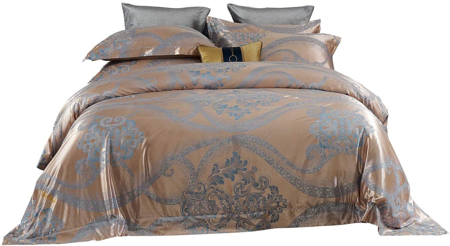 Price:$159.00 Mela 6 Piece Bedding Duvet Cover Set, Luxury Jacquard Top, 100% Soft Combed Cotton Inside, Superior Comfort, Breathable, All-Season, Machine Washable, DM803K, Multi-Color, King : Home & Kitchen