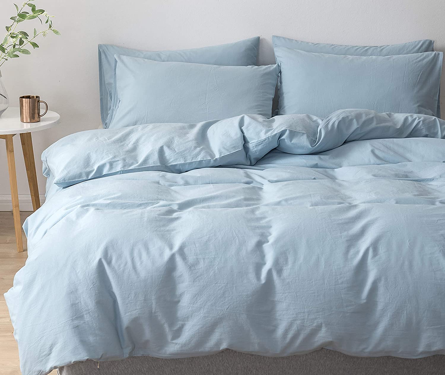 Price:$15.99 Queen Duvet Cover,100% Washed Microfiber,Bedding Duvet Cover Set,Solid Color-Soft and Breathable Comforter Cover with Zipper Closure & Corner Ties (Light Blue,Queen)(No Comforter/Stuff) : Home & Kitchen
