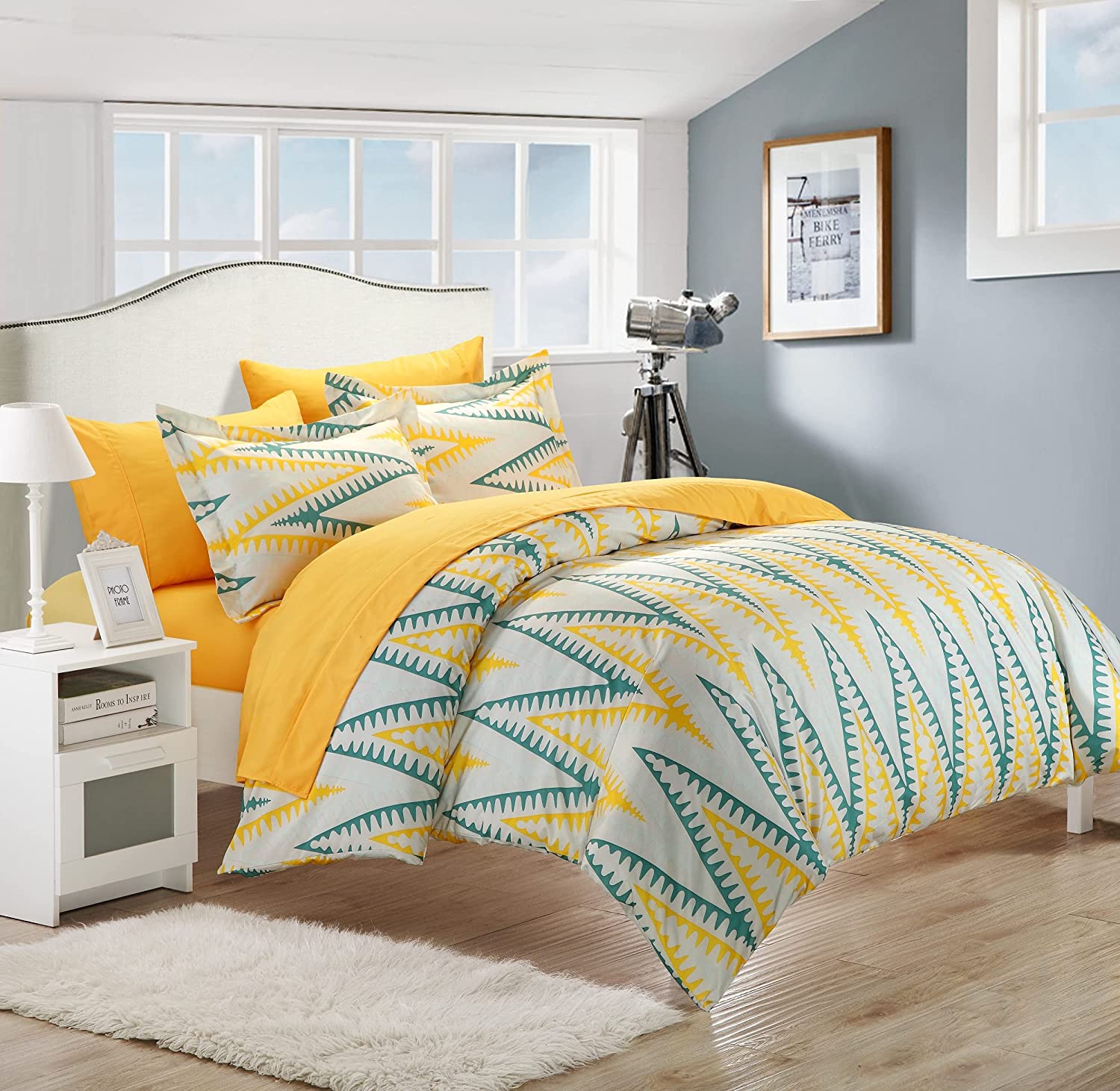 Price:$68.20 Home Selina 5-Piece Duvet Cover Set, Twin, Yellow : Home & Kitchen