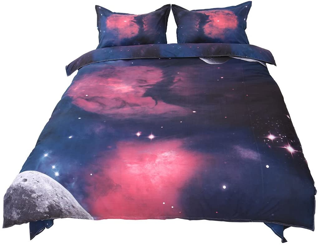 Price:$40.19 4-Piece Galaxies Duvet Cover Sets - 3D Printed Space Themed - 100% Polyester- All-Season Reversible Design - Includes 1 Duvet Cover, 1 Flat Sheet, 2 Pillow Shams Fuchsia Twin : Home & Kitchen