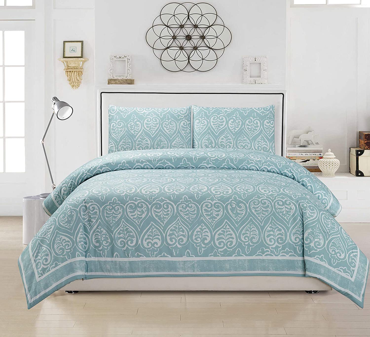 Price:$54.99 Neumann Mareeya Print Duvet Set, Full/Queen, Mint : Home & Kitchen