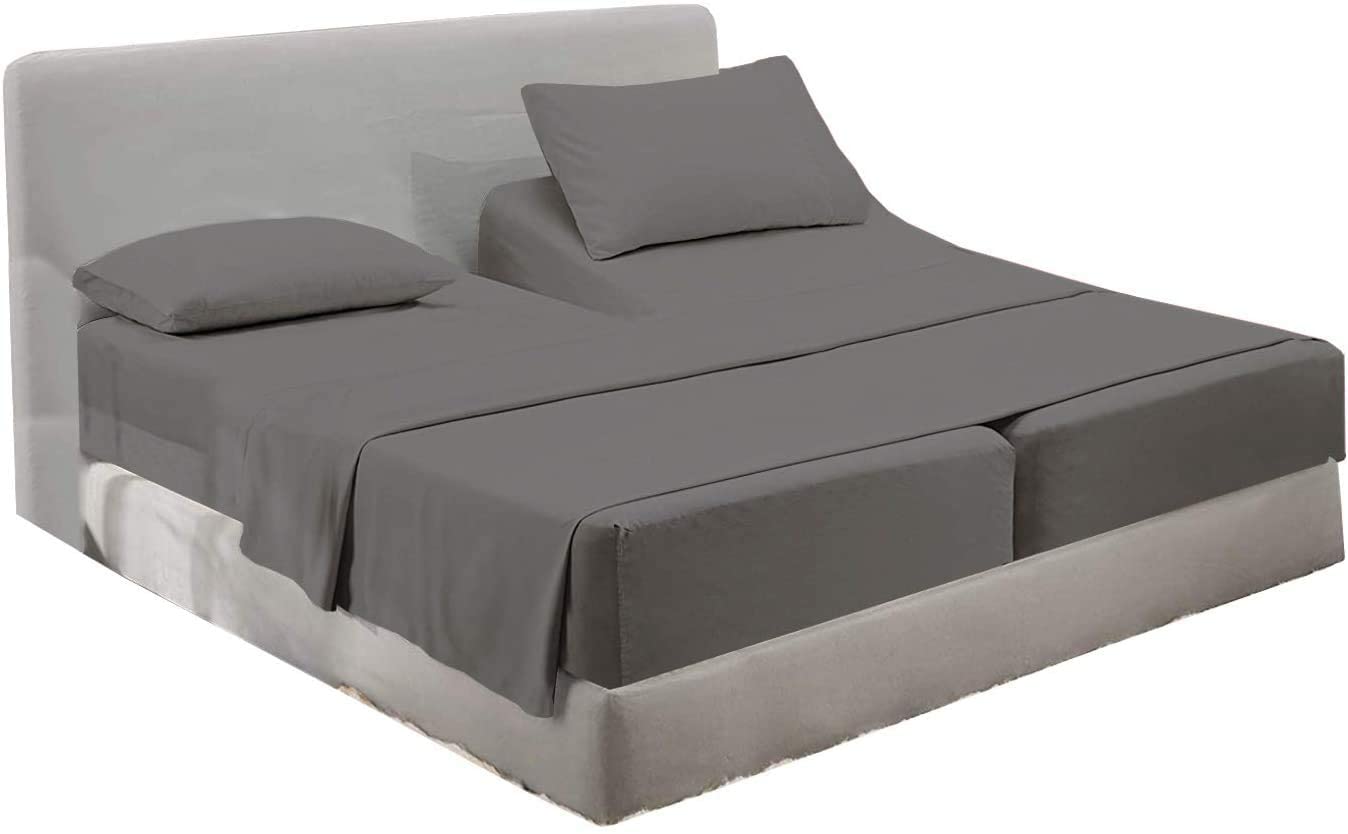 Price:$60.99 Thread Count Split Sheet Set 5PC Split King Sheets for Egyptian Cotton Split King Sheet Set 16 inch Deep Pocket Adjustable Bed Sheets, Dark Grey Solid : Home & Kitchen
