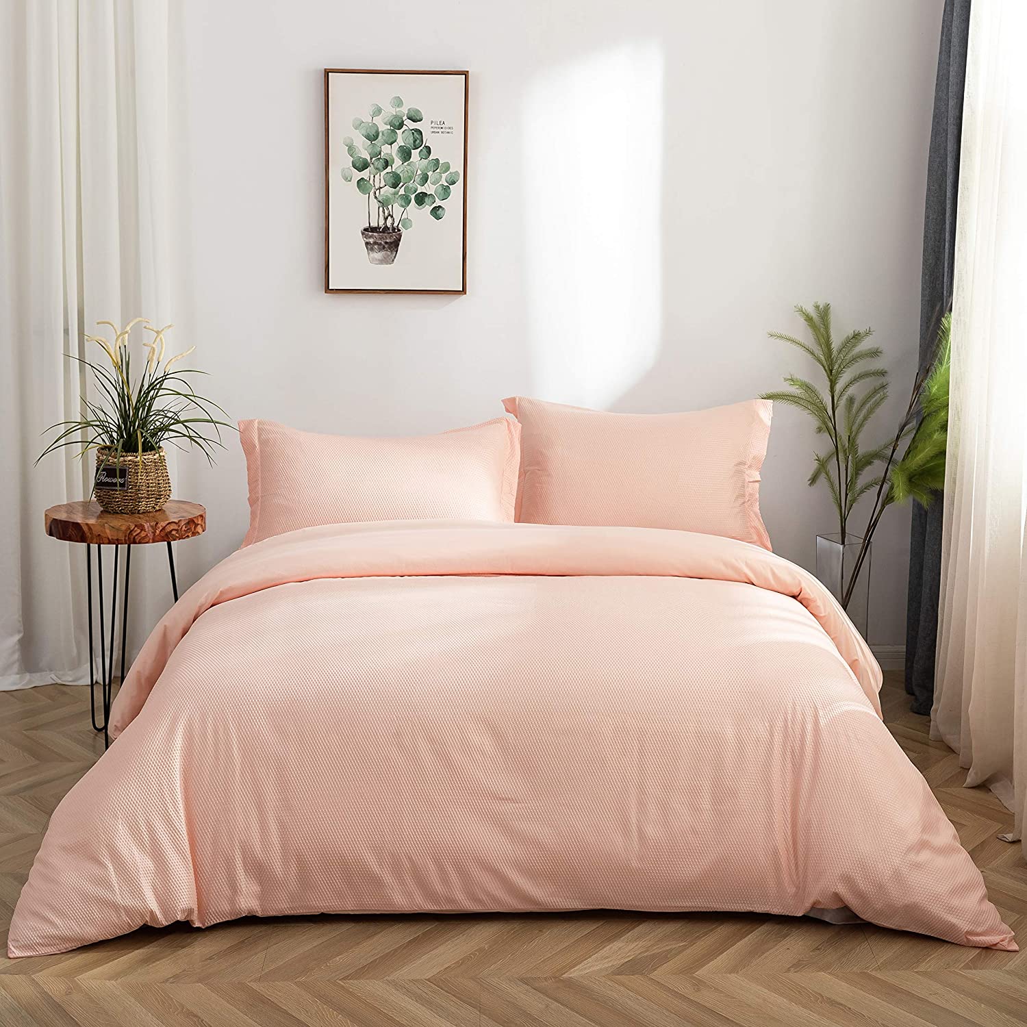 Price:$19.99 Cover Set 3 Pieces Waffle-Like Pattern Queen Coral : Home & Kitchen