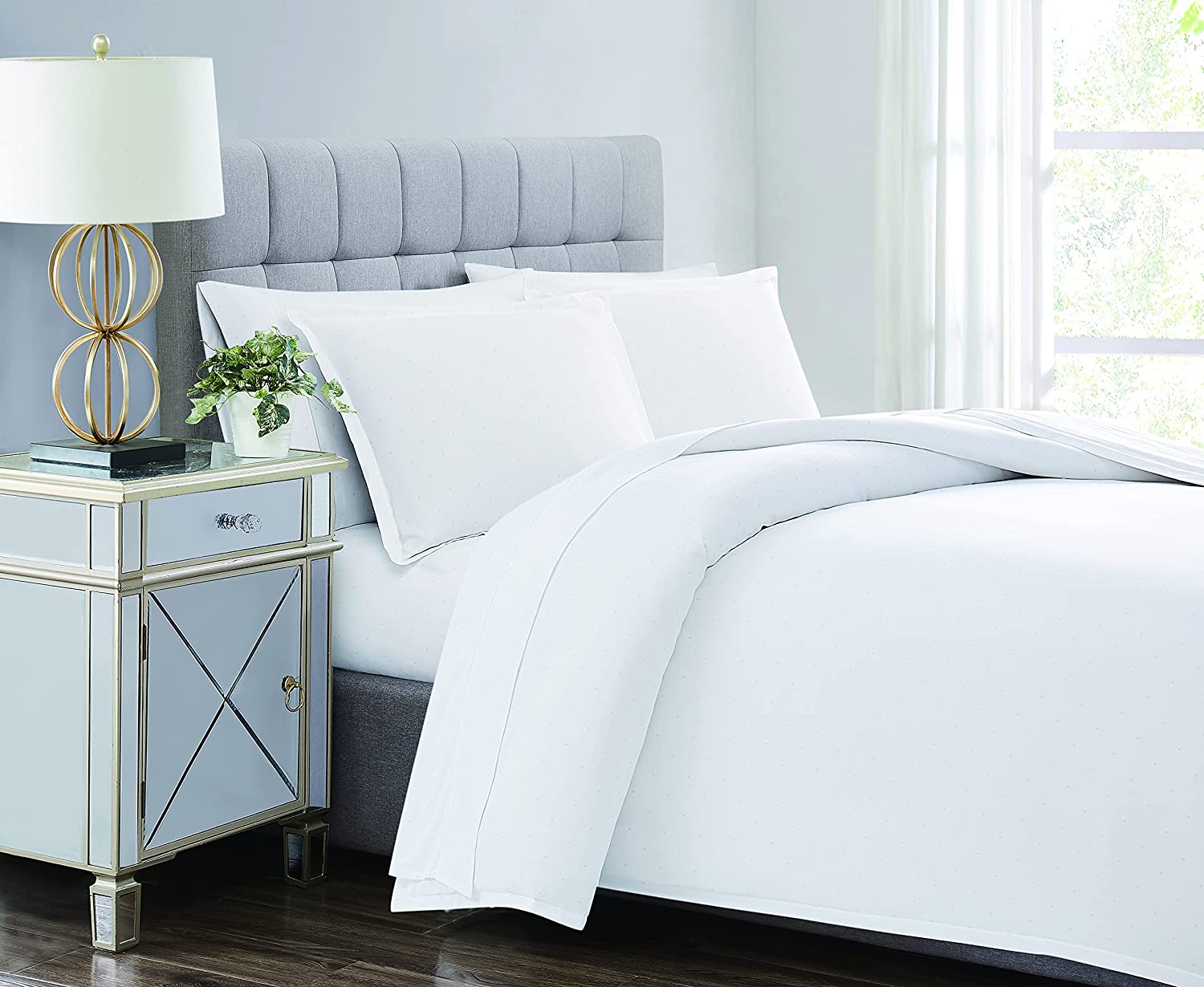 Price:$129.62 - 310 TC Full/Queen 3 Piece Duvet and Sham Set - Dot Sateen Collection - White : Home & Kitchen