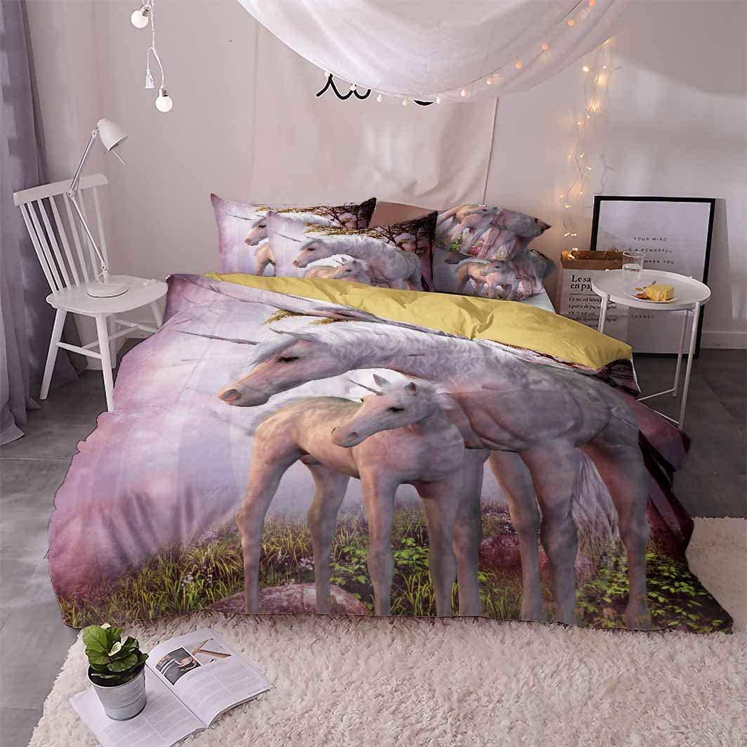 Price:$29.90 3D Digital Printing Bedding Set Unicorn Monocerus Bedding Bedclothes Duvet Cover Sets Bedlinen 100 Percent Microfiber Present,Full : Home & Kitchen