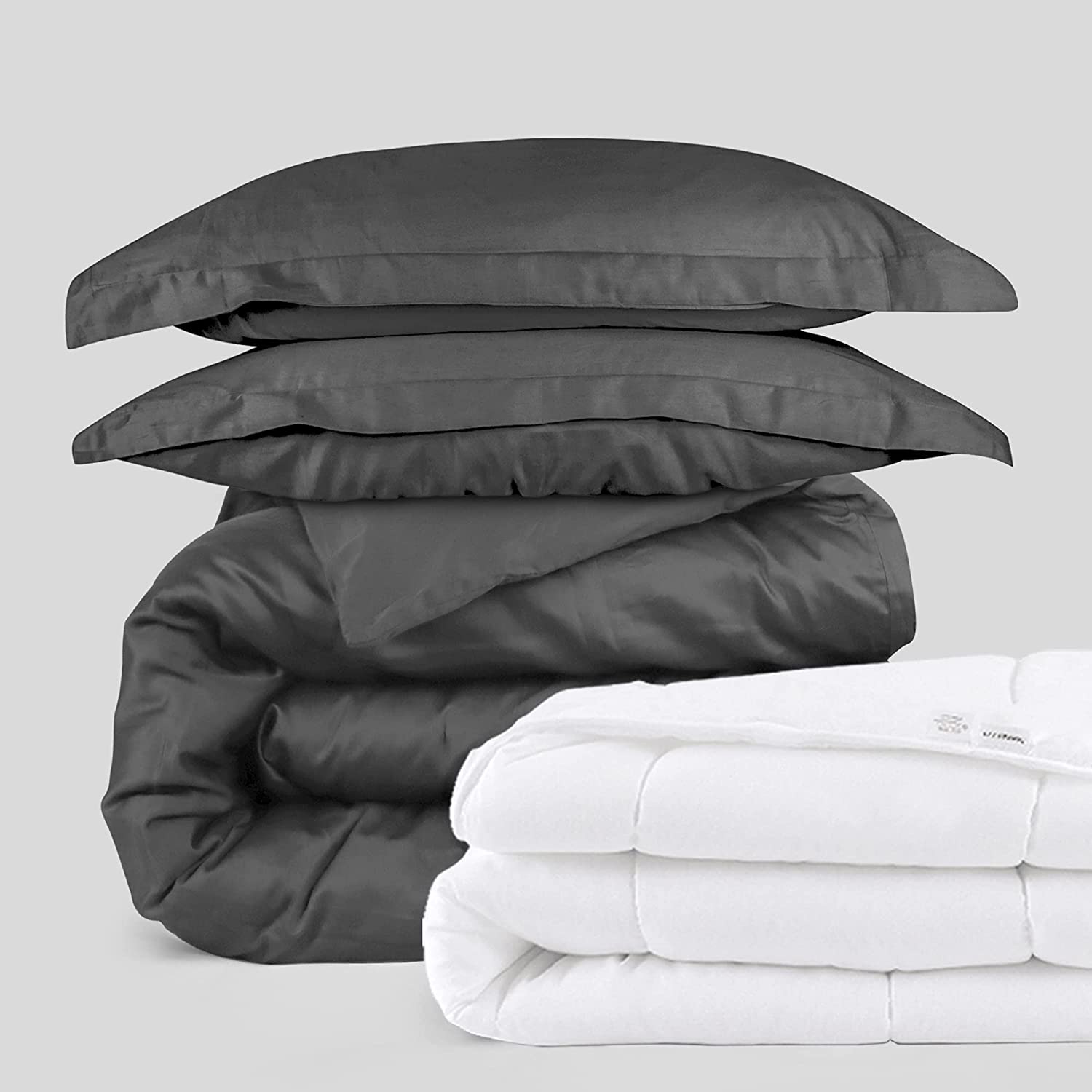 Price:$51.28 Perfect Duvet Bundle - 3 Piece Duvet Set (Full, Dark Gray) & Microfiber Shell Comforter (Full) : Home & Kitchen