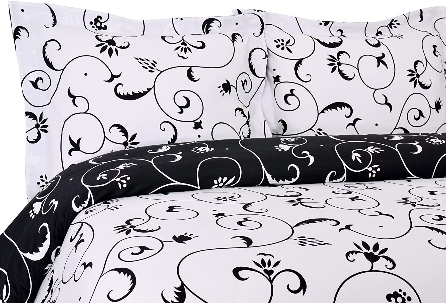 Price:$50.64 Home Bella Collection Reversible 300 Thread Count Cotton Sateen 2-Piece Duvet/Sham Set, Twin Size, Black : Home & Kitchen