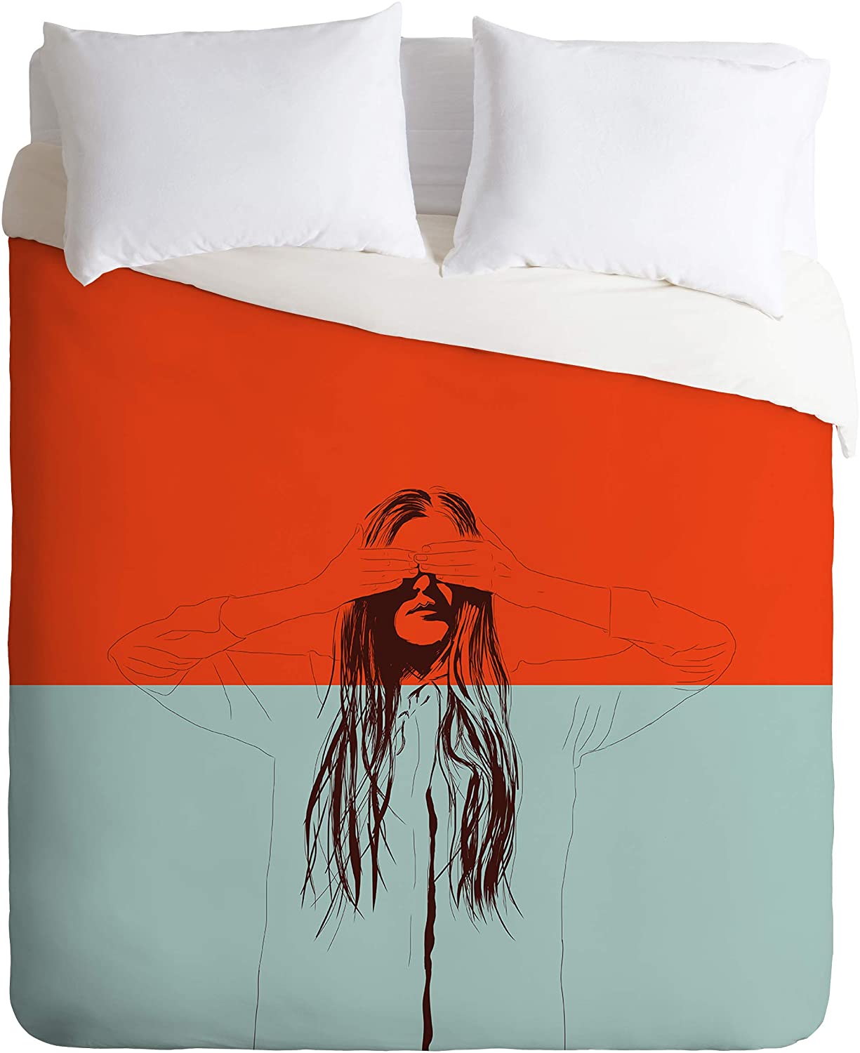 Price:$129.00 62172-dvwset The Red Wolf Woman Color 2 Duvet Set with Pillowcase(s), Twin/XL, Red : Home & Kitchen