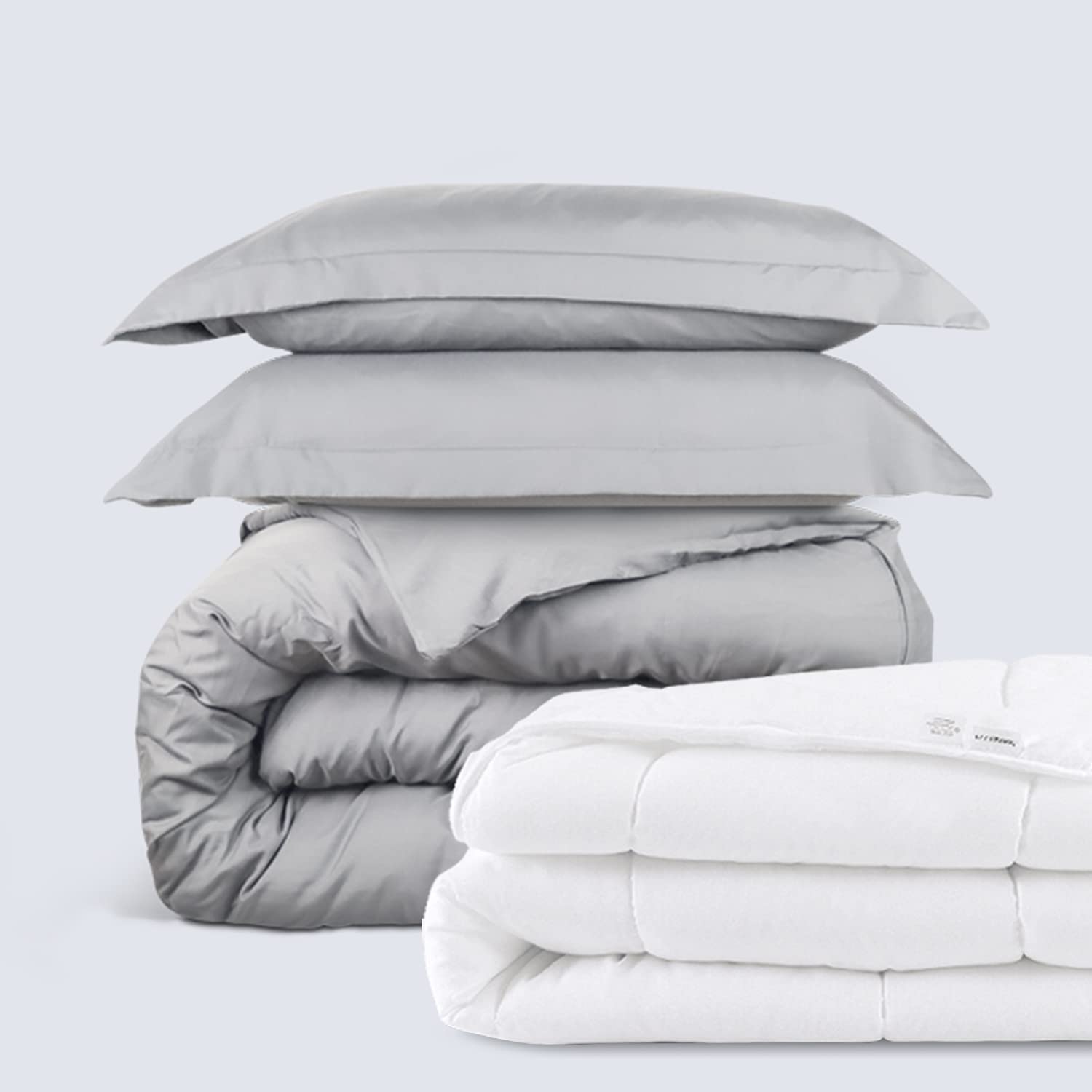 Price:$46.55 Microfiber Duvet Bundle - 3 Piece Microfiber Duvet Set (King, Light Gray) & Microfiber Shell Down Comforter (King) : Home & Kitchen