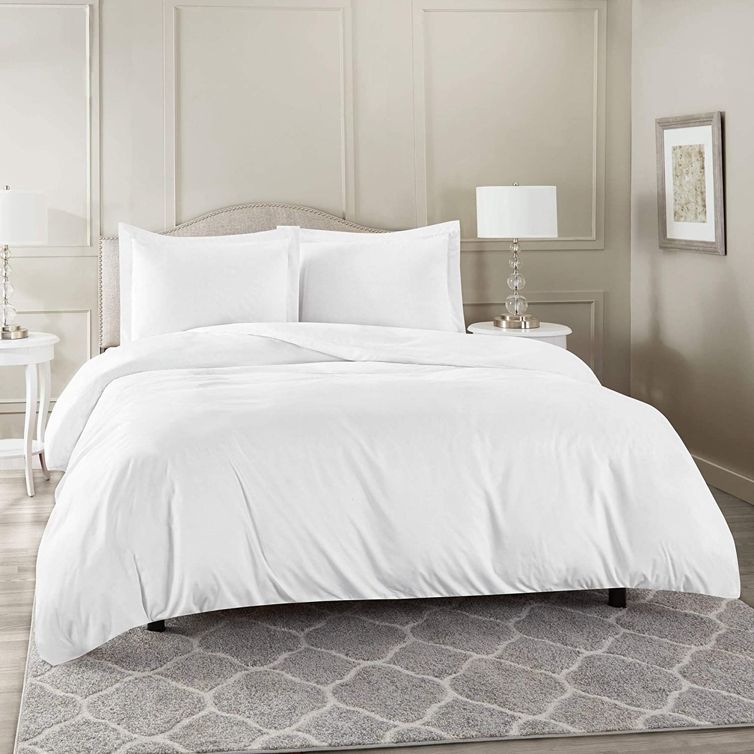 Price:$79.99 Duvet Cover 3 Piece Set 100% Egyptian Cotton 800 Thread Count Luxury White California Cover with 2 Pillowcases Premium with Zipper Closure (California King 98"x104") : Home & Kitchen