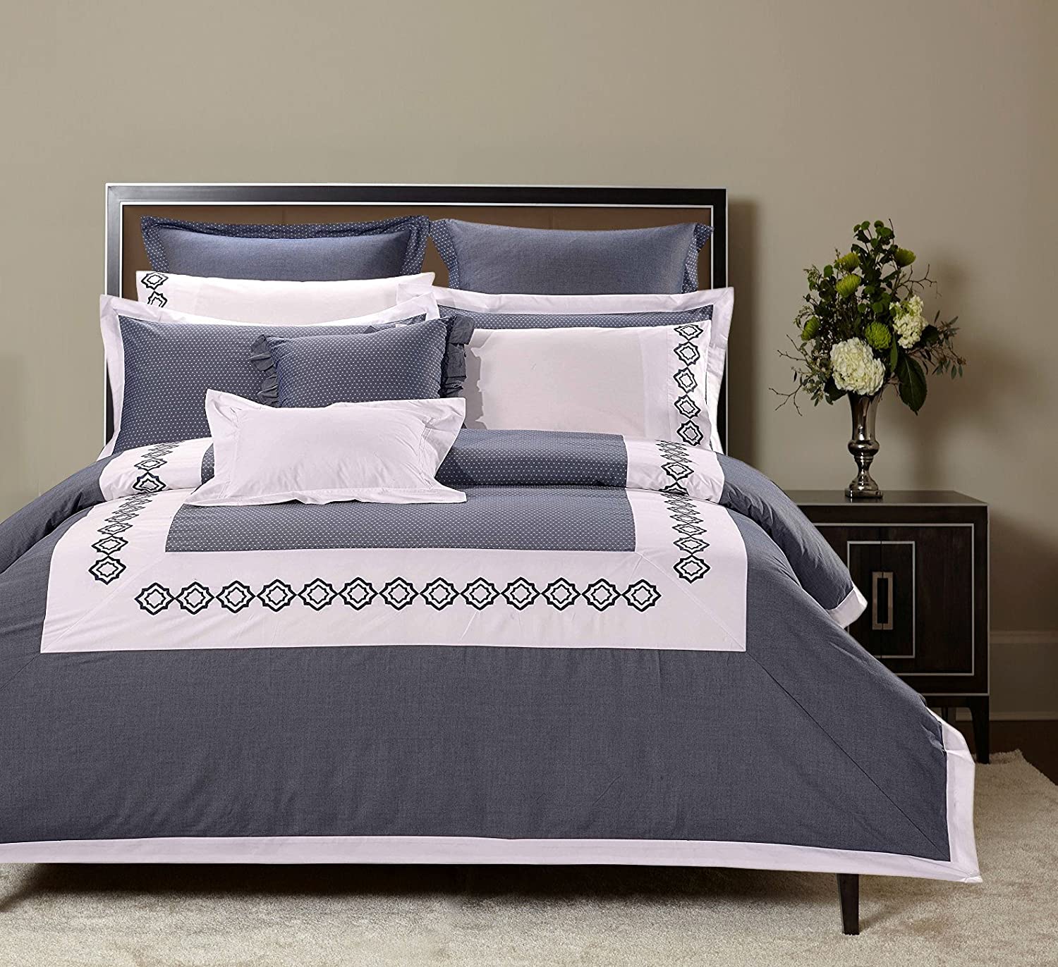 Price:$102.87 Season Home Royal Stone Duvet Cover Set King White/Grey 3 Piece : Home & Kitchen