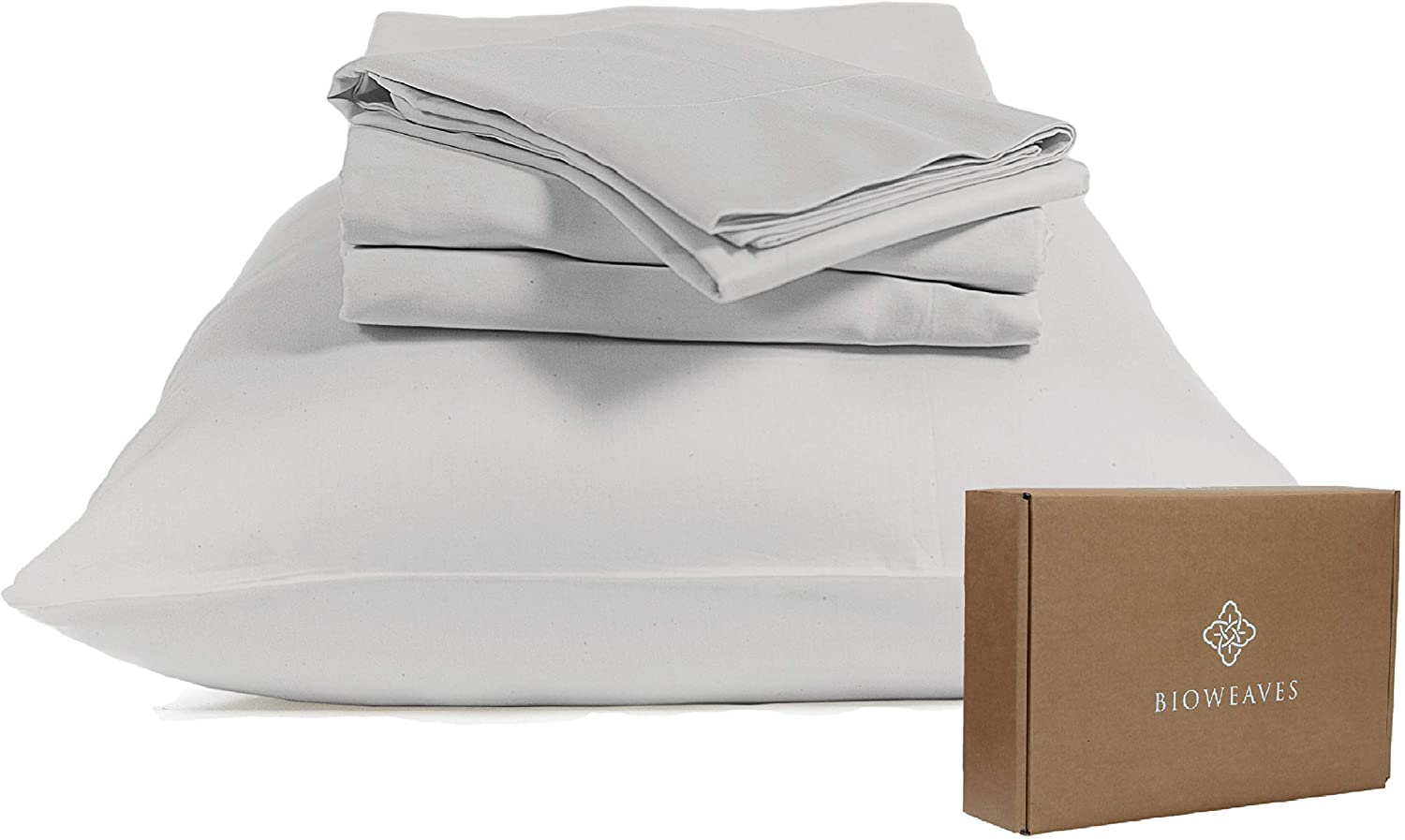 Price:$74.99 100% Organic Cotton Sheets, 300 Thread Count 4-Piece GOTS Certified Bed Sheet Set Fits Mattress Upto 17" Deep Pocket, Soft & Silky Sateen Weave (Queen, Light Grey) : Home & Kitchen