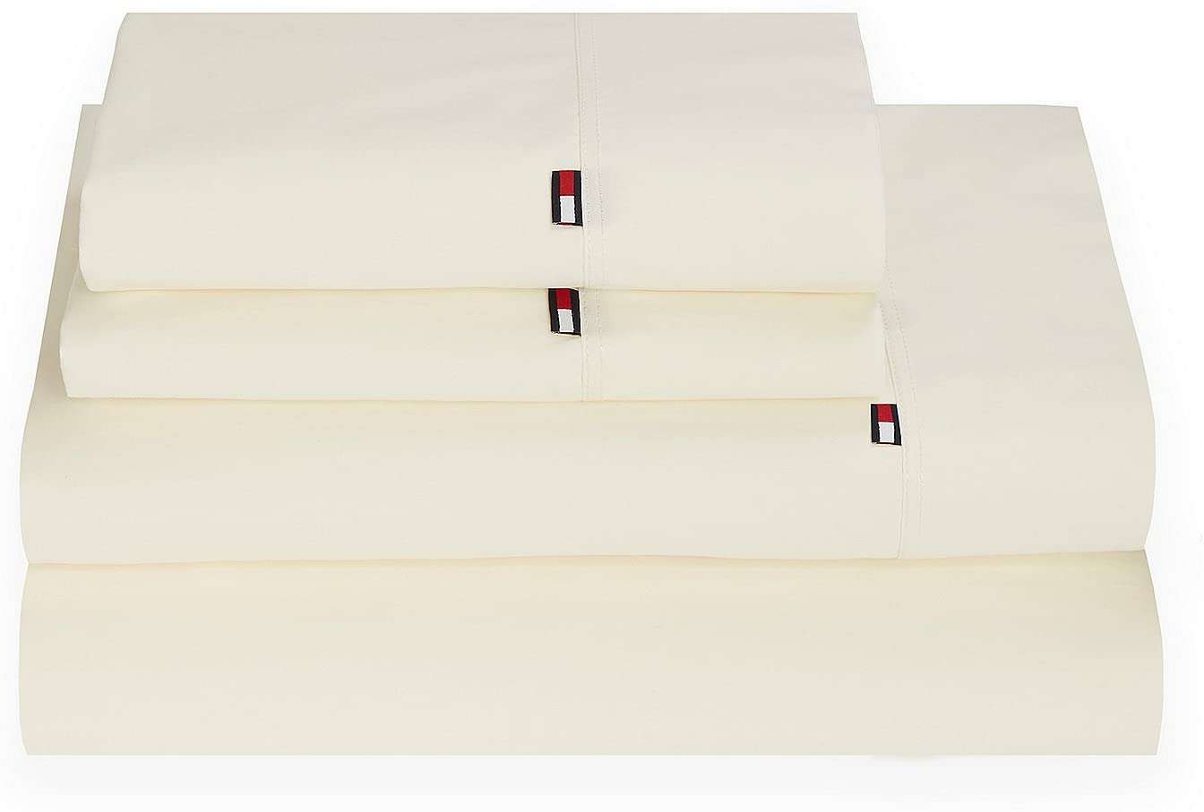 Price:$57.89 Hilfiger Signature Solid Sheet Set, King, Marshmellow White : Home & Kitchen