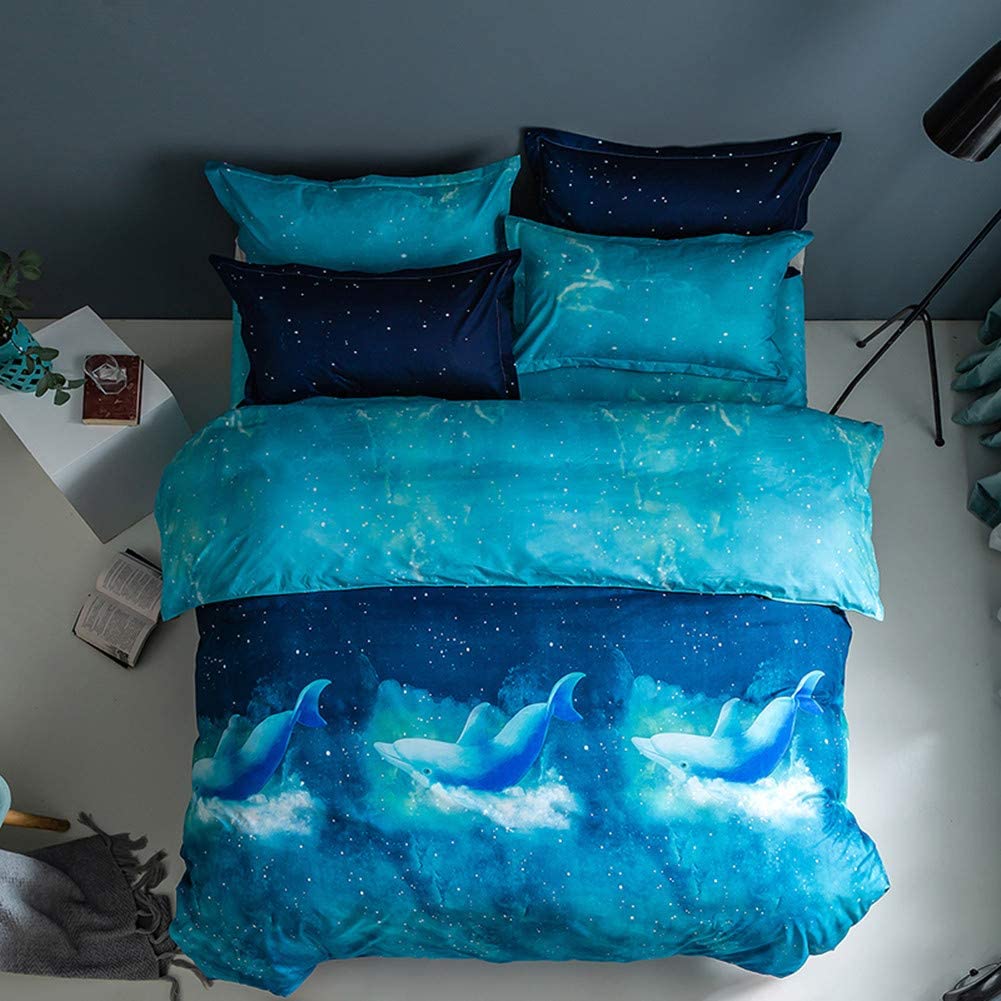Price:$33.99 3D Dolphin Duvet Cover Bedding Set Animal Blue Ocean Duvet Cover Bedding Soft Duvet Cover for Adult Teens Breathable Quilt Cover (Twin 68"x91" (No Comforter)) : Home & Kitchen