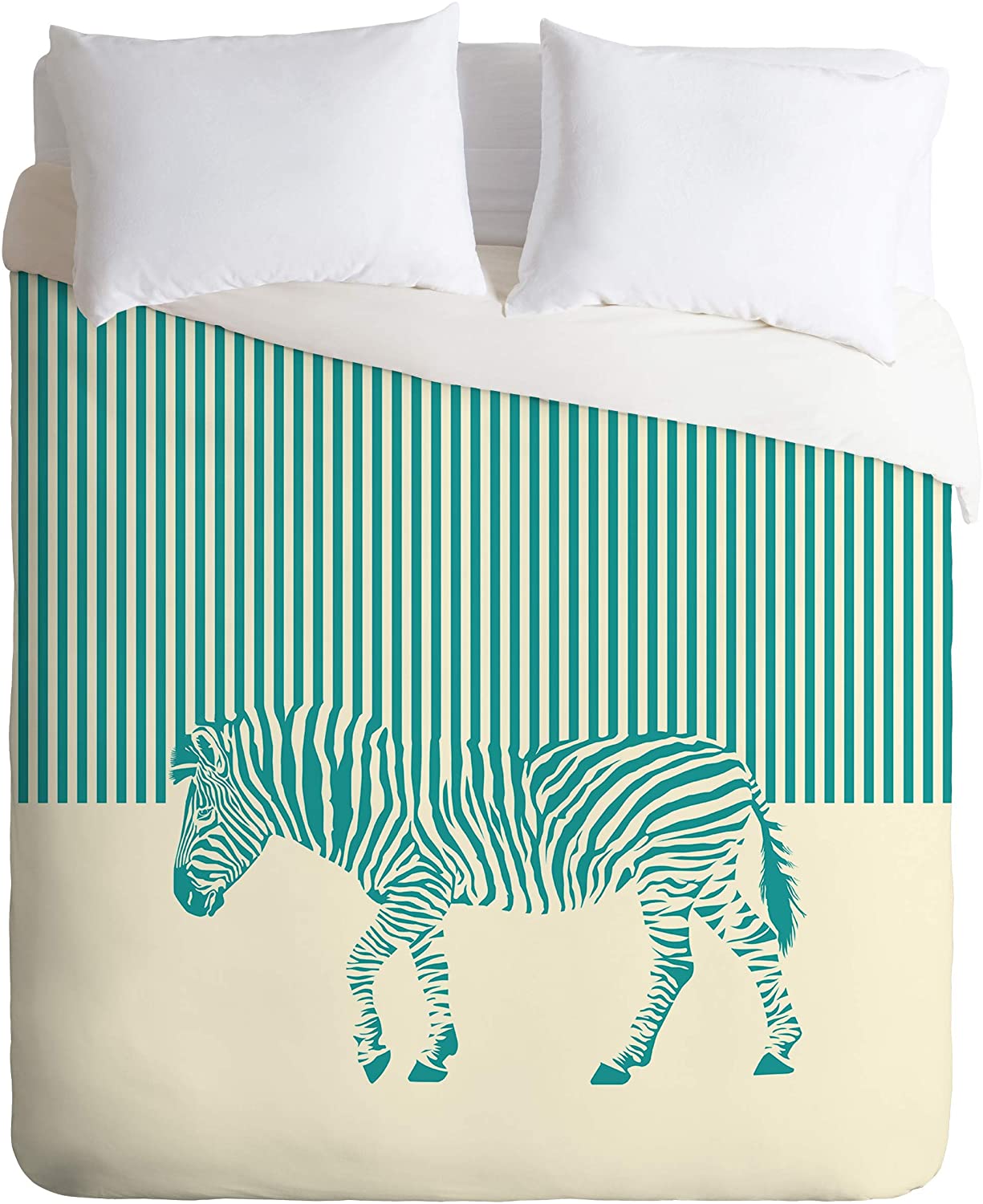 Price:$129.00 62182-dvwset The Red Wolf The Zebra Duvet Set with Pillowcase(s), Twin/XL, Blue : Home & Kitchen