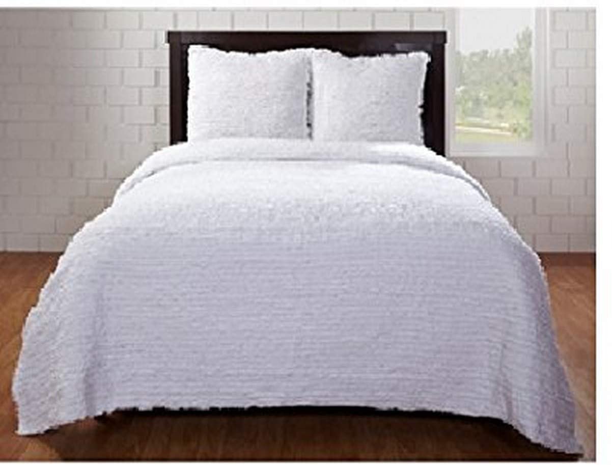 Price:$230.94 Home Laurie 2-Piece Ruffled Duvet Cover Set with 1 Euro Sham, Twin, White : Home & Kitchen