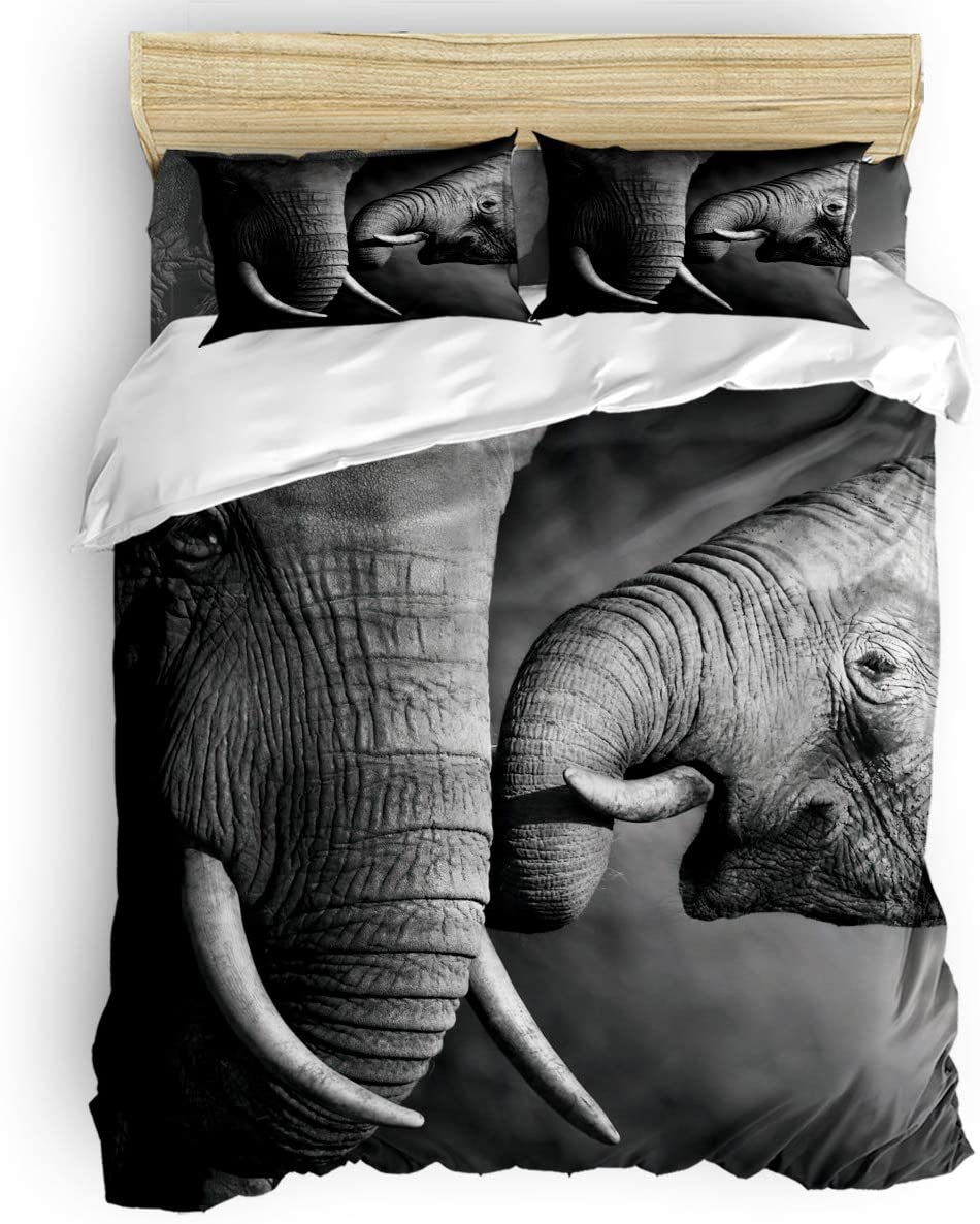 Price:$92.00 Cover Set, Elephant Family Mother Child Gray Love 3 Piece Bedding Set California King Size- 1 Quilt Cover 2 Pillow Cases for Childrens/Kids/Teens/Adults : Home & Kitchen