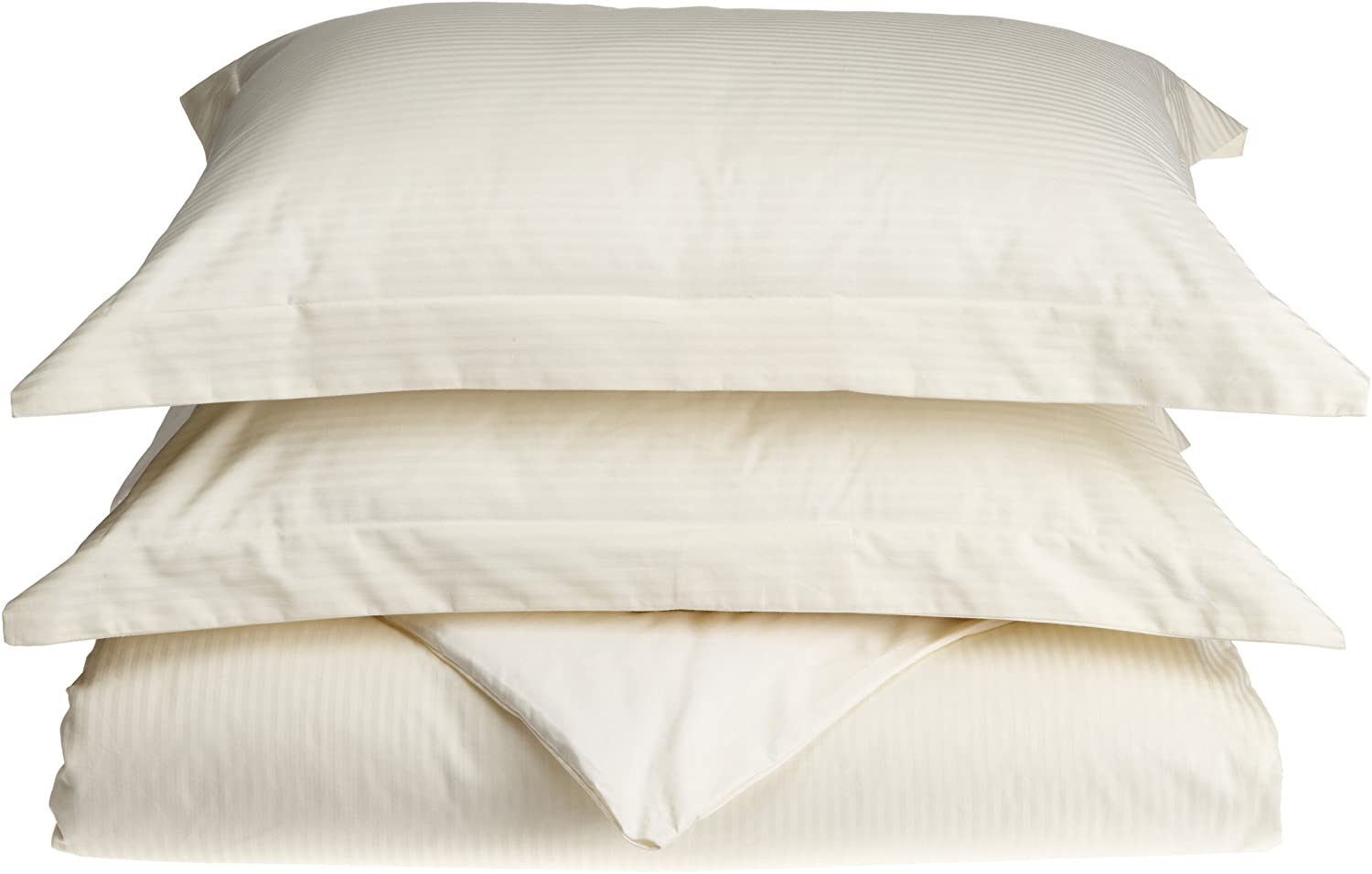 Price:$75.05 Home Renaissance Collection 600 Thread Count Reversible Woven Stripe to Solid Cotton King Duvet Set, Ivory : Home & Kitchen