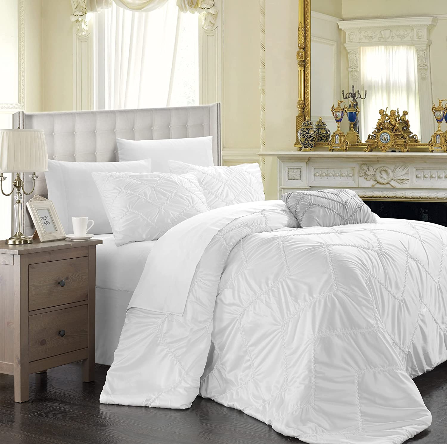 Price:$71.23 Home Isabella 4-Piece Duvet Cover Set, Queen, White : Home & Kitchen