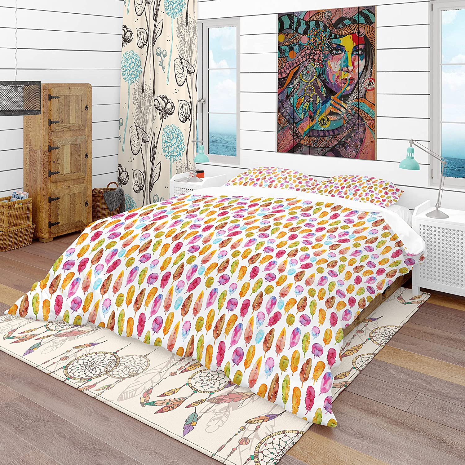 Price:$85.79 with Colorful Feathers' Southwestern Duvet Cover Set : Home & Kitchen