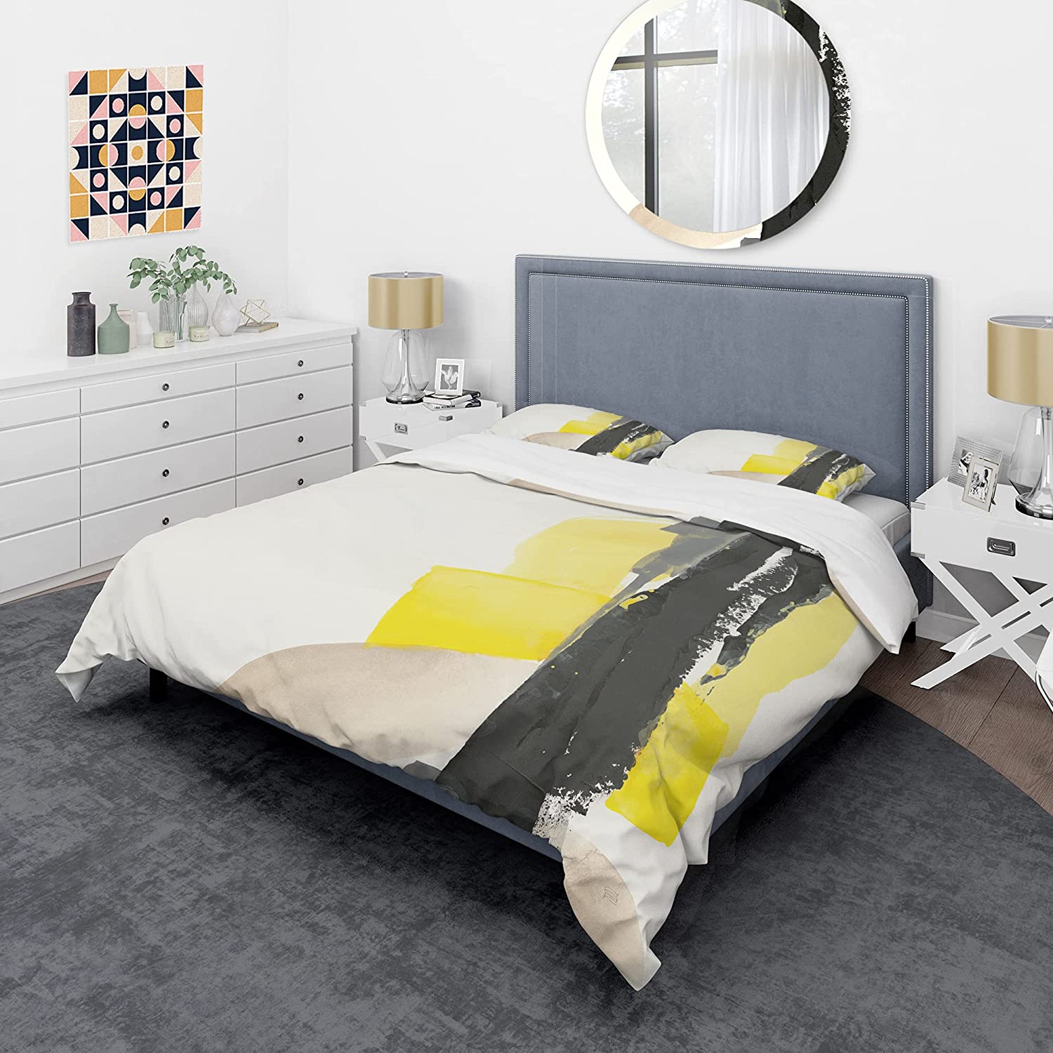 Price:$109.78 'Glam Black and Yellow III' Glam Duvet Cover Set : Home & Kitchen