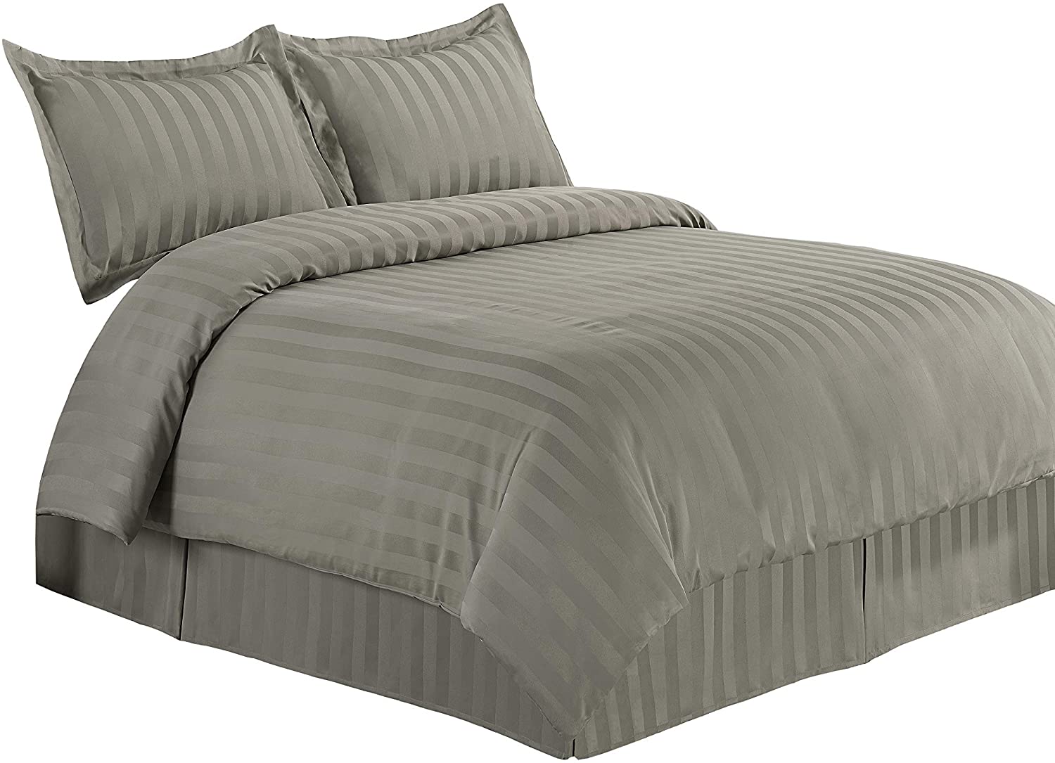 Price:$89.01 Beddings Hotel Collection 4 Piece Reversible Duvet Cover Set with 1 Piece Duvet Insert, King, Light Grey : Home & Kitchen