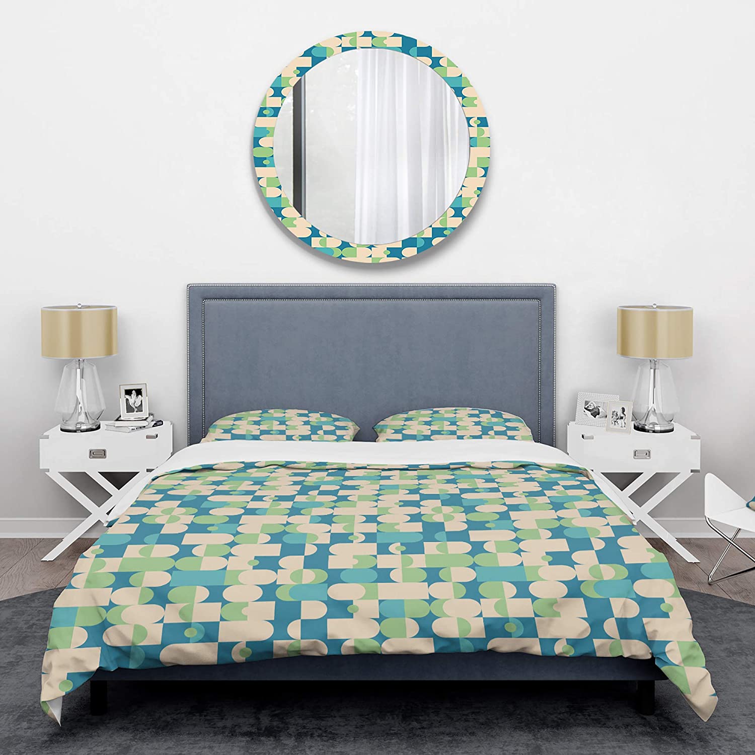 Price:$109.78 'Retro Abstract Pattern I' Mid-Century Modern Duvet Cover Set : Home & Kitchen