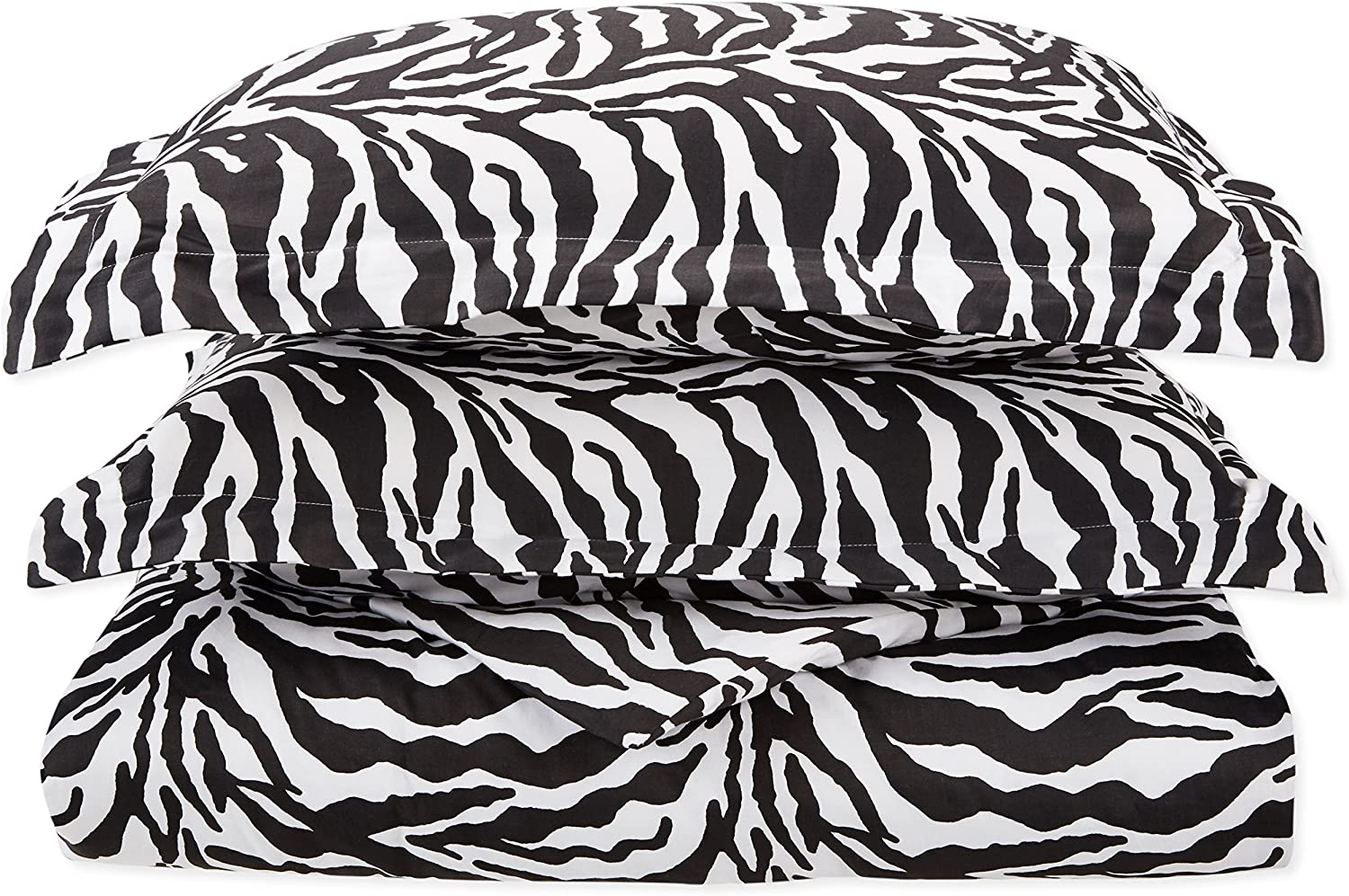 Price:$36.61 Collection 300-Thread-Count Cotton Zebra Print Full/Queen Duvet Set, Black/White : Home & Kitchen