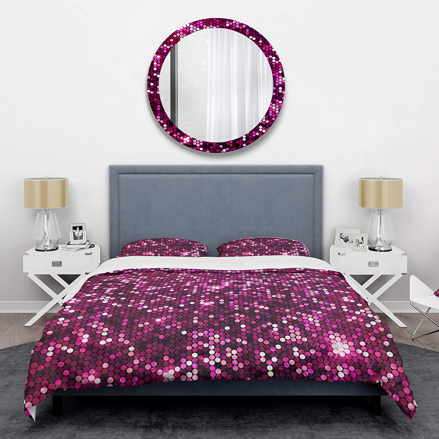 Price:$85.76 'Pink Sparkle Glitter ' Mid-Century Modern Duvet Cover Set : Home & Kitchen