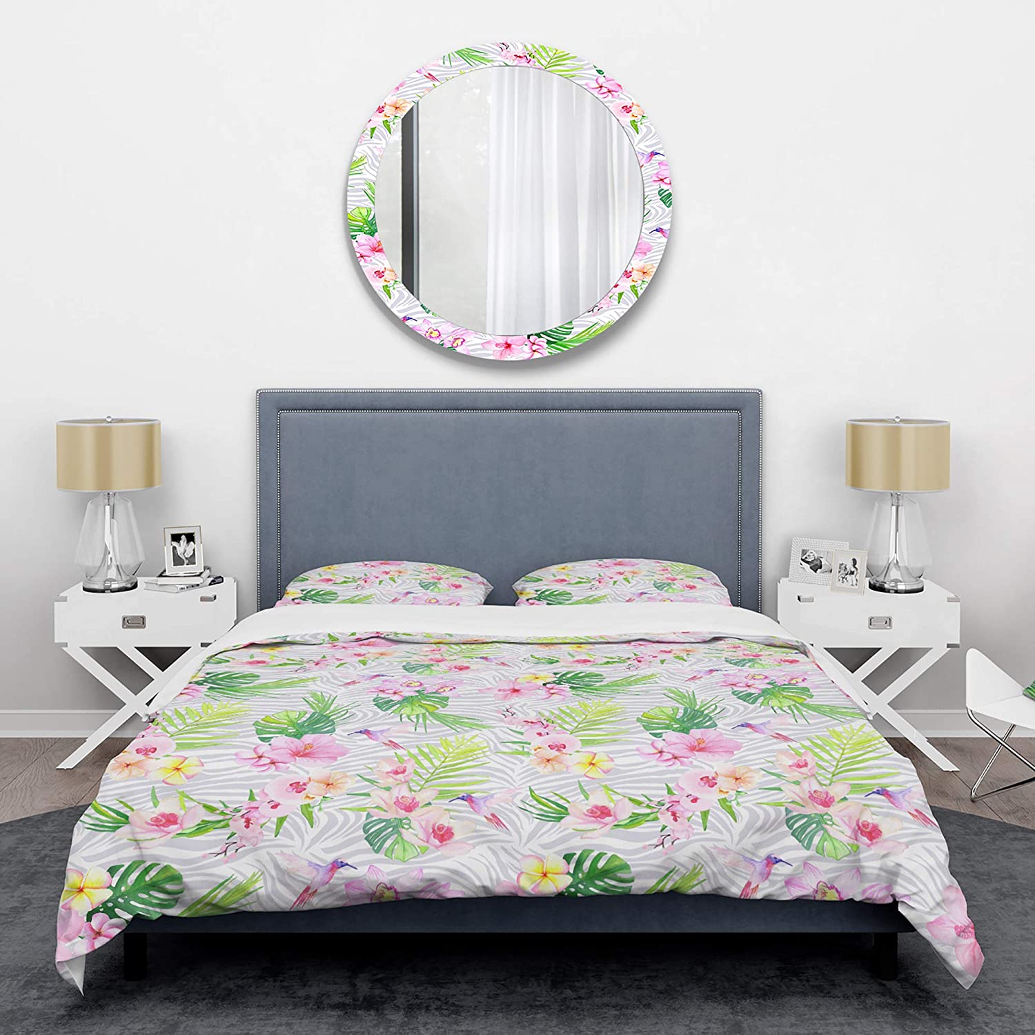 Price:$85.76 'Tropical Botanicals and Flowers VI' Mid-Century Modern Duvet Cover Set : Home & Kitchen