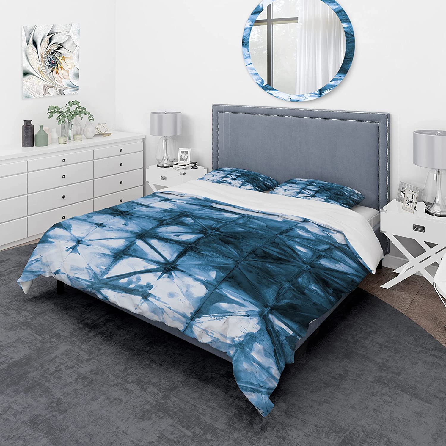Price:$120.04 'Indigo Watercolor Geometrical III' Geometric Duvet Cover Set : Home & Kitchen